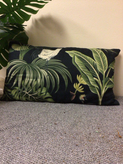 Decorative Bird and Floral Pattern Fabric Lumbar Pillow - Soft Support for Sofa, Bed, Office Chair - Home Decor Accent for Living Room, Bedroom, Nursery