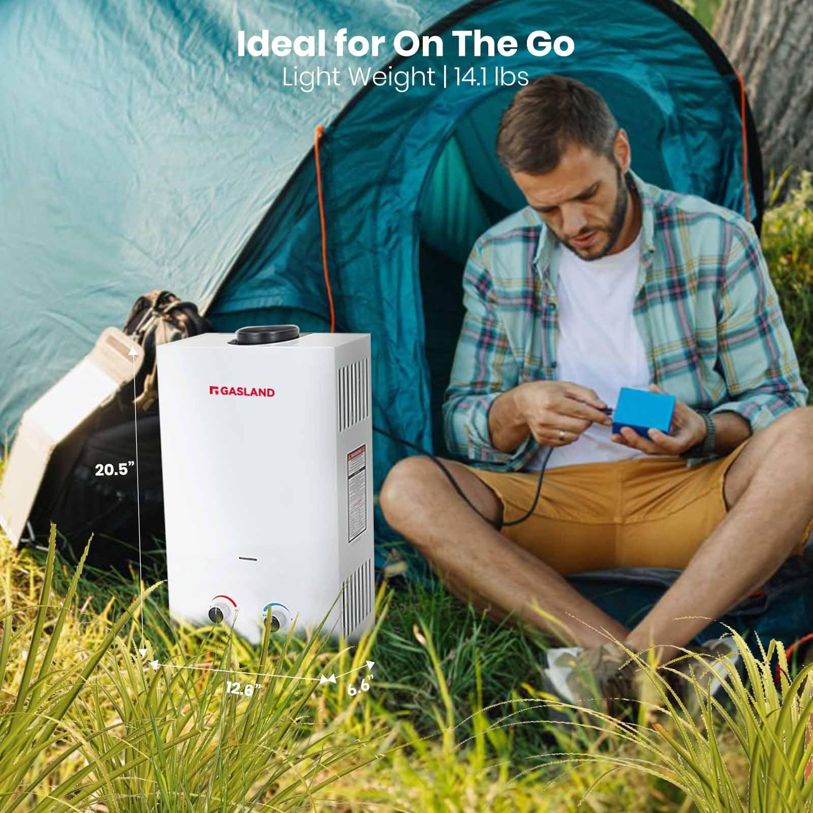 **GASLAND BS211 8L Portable Propane Water Heater - 2.11 GPM Instant Hot Water for RV, Camping & Outdoor Use | Overheating Protection & Easy Installation**