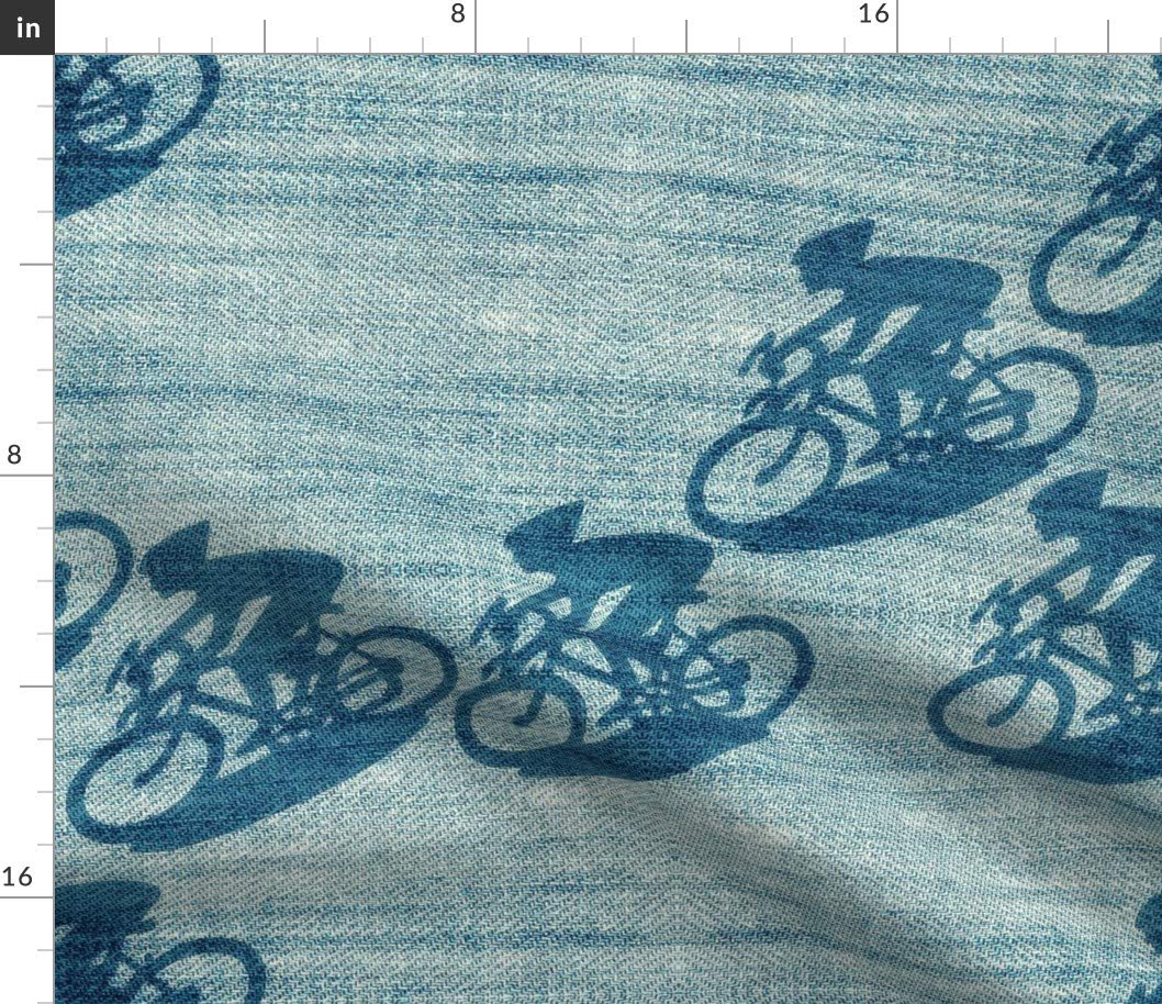 Wheels Bicycle Bike Blue Pattern Printed Petal Signature Cotton Fabric - Fat Quarter for Sewing, Quilting, Apparel & Crafts | Spoonflower Premium Fabric for Home Decor, DIY Projects & Gift Making