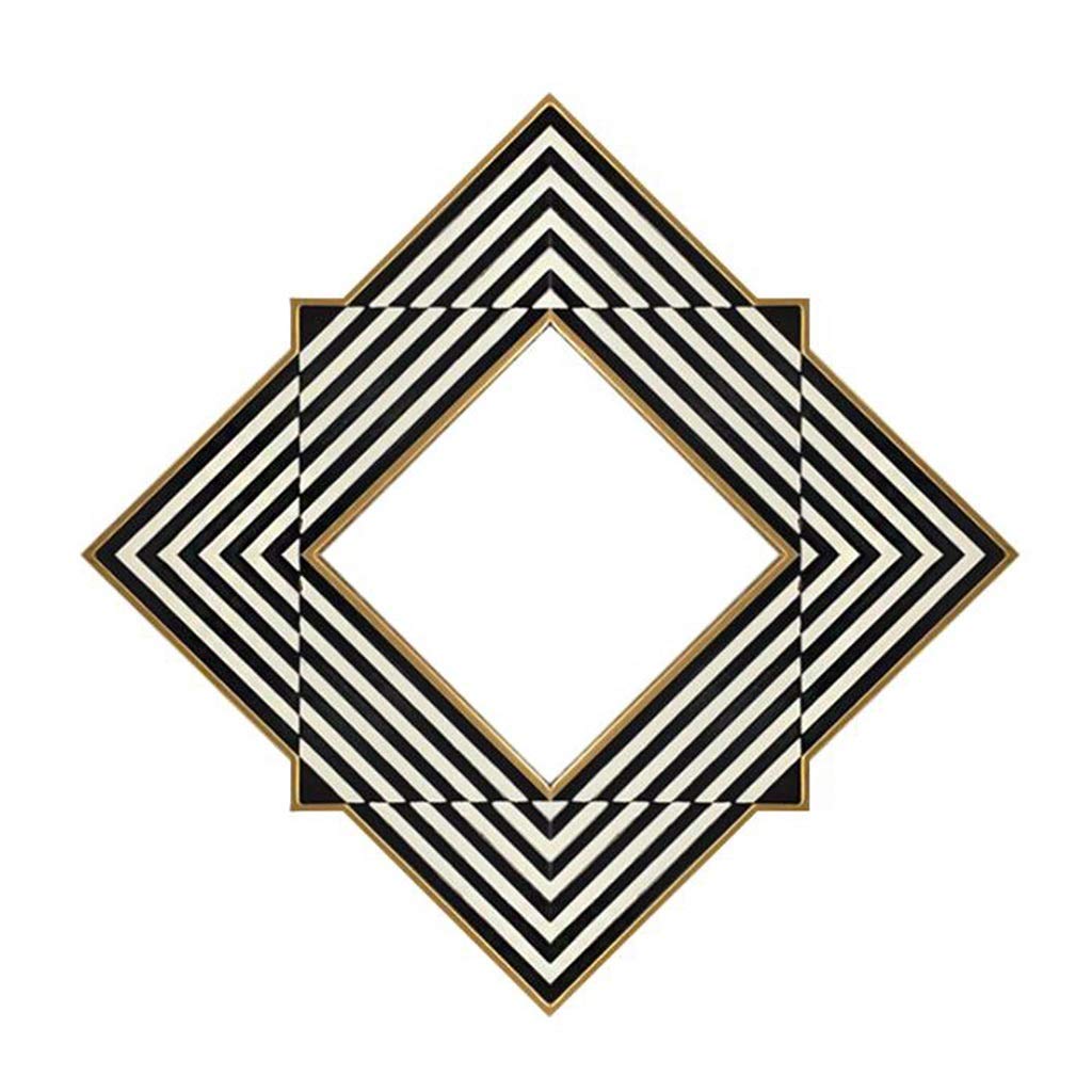 Vintage Square Striped Wall Mirror with Wooden Frame - Decorative Hanging Mirror for Living Room, Corridor, Outdoor Patio & Garden - Perfect for Home Decor & Wall Accents