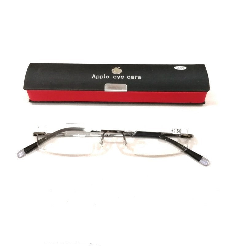 Premium Crystal Slim Rimless Reading Glasses +1.00 Strength - Gold Frame for Women & Men - Lightweight & Stylish for Reading, Office, and Computer Use