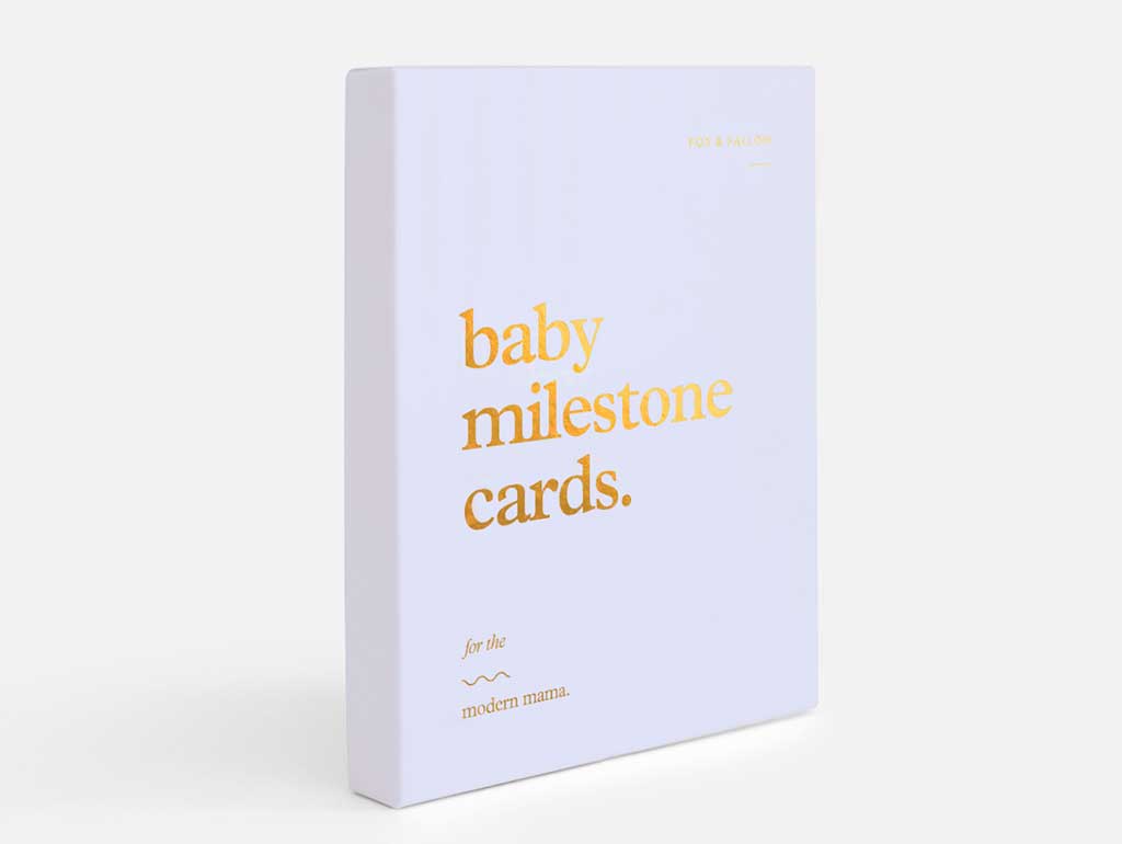 Gold Foil & Blues Baby Milestone Cards - 34-Piece Box Set for Newborn Photo Shoots & First Year Memories