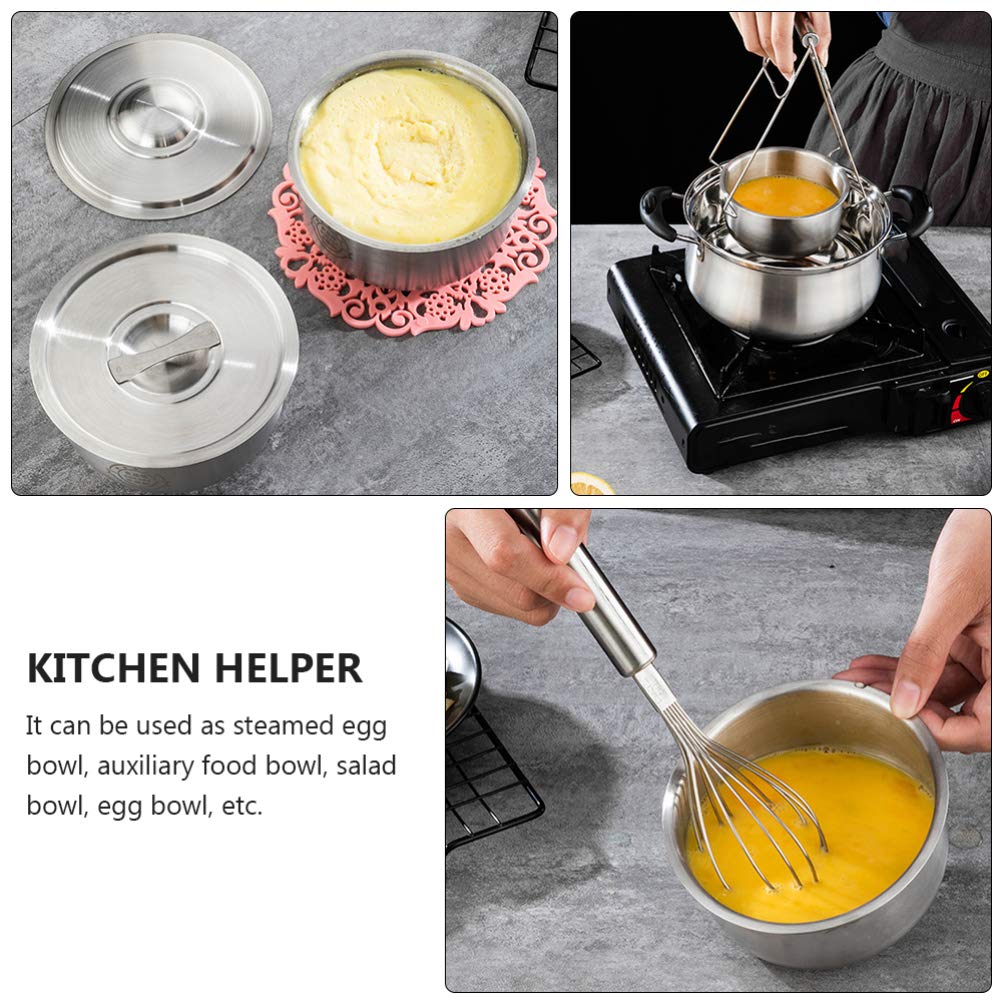 Hemoton Stainless Steel Insulated Serving Bowl with Lid - Perfect for Soup, Noodles, Salad, Ice Cream & Cereal - Ideal for Kitchen, Dining, Camping & Picnics