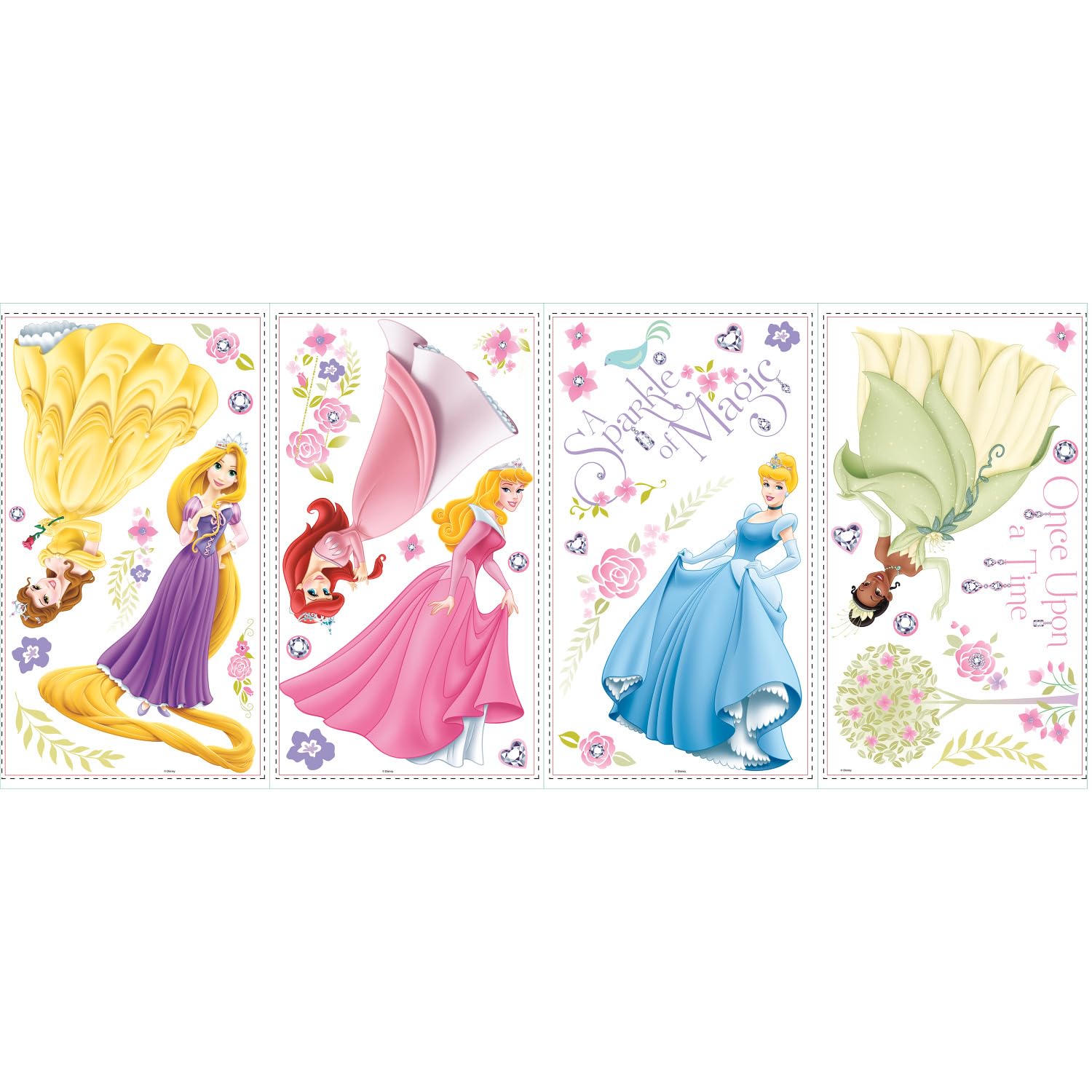 Disney Princess Glow in the Dark Peel and Stick Wall Decals - RoomMates RMK1903SCS - Perfect for Kids' Bedroom, Nursery, Playroom & DIY Home Decor