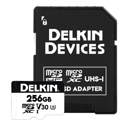 Delkin Devices 256GB UHS-I microSDXC Memory Card - High Speed SD Card for 4K Video, Photography, Drones & Gaming - Includes SD Adapter