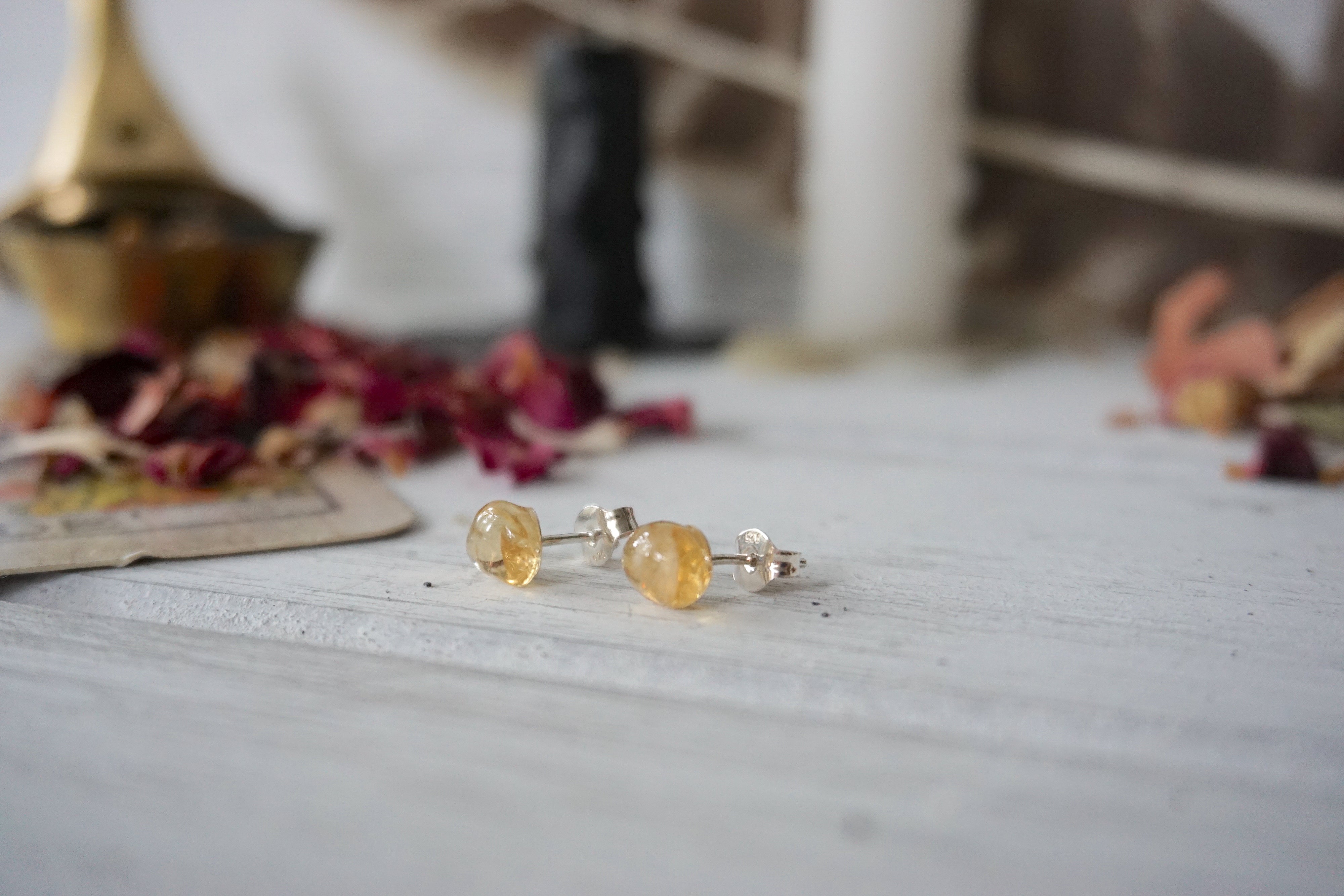 AURA STUD EARRING COLLECTION - Citrine Crystal Stud Earrings for Women, 14K Gold Plated Hypoallergenic Jewelry | Perfect for Parties, Weddings & Everyday Wear