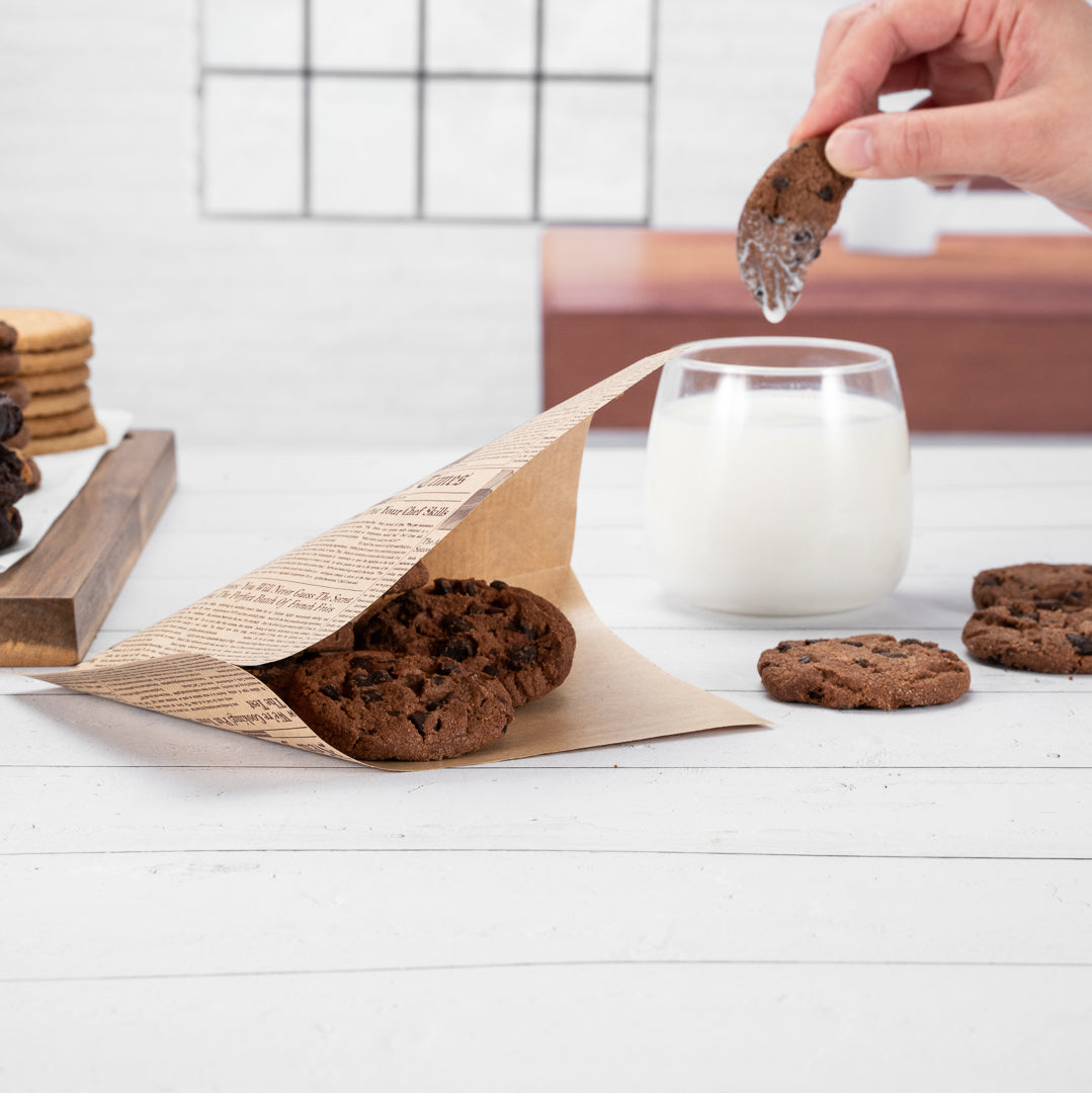 Eco-Friendly Greaseproof Newsprint Paper Bags - Small Double Open Design (6 1/4