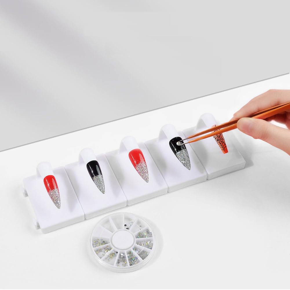 10Pcs Plastic Fake Nail Tip Practice Display Stand - Nail Art Training Holder with Base for False Nail Designs - DIY Beginner Salon Supplies for Home & Professional Use - Perfect for Nail Art Practice, Display, and Salon Demonstrations