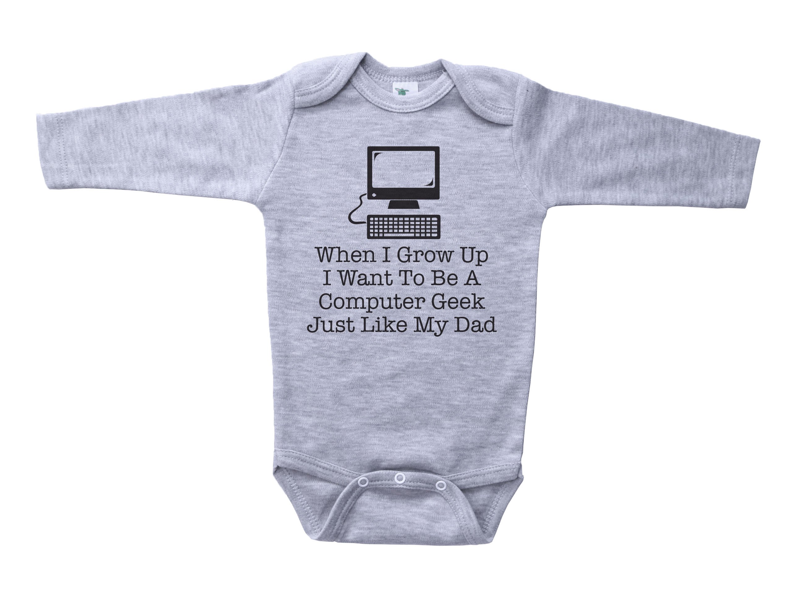Geek Onesie for Babies - 'When I Grow Up, Computer Geek Like Dad' Unisex Infant Bodysuit - Perfect for Tech-Loving Parents & STEM-Themed Baby Showers