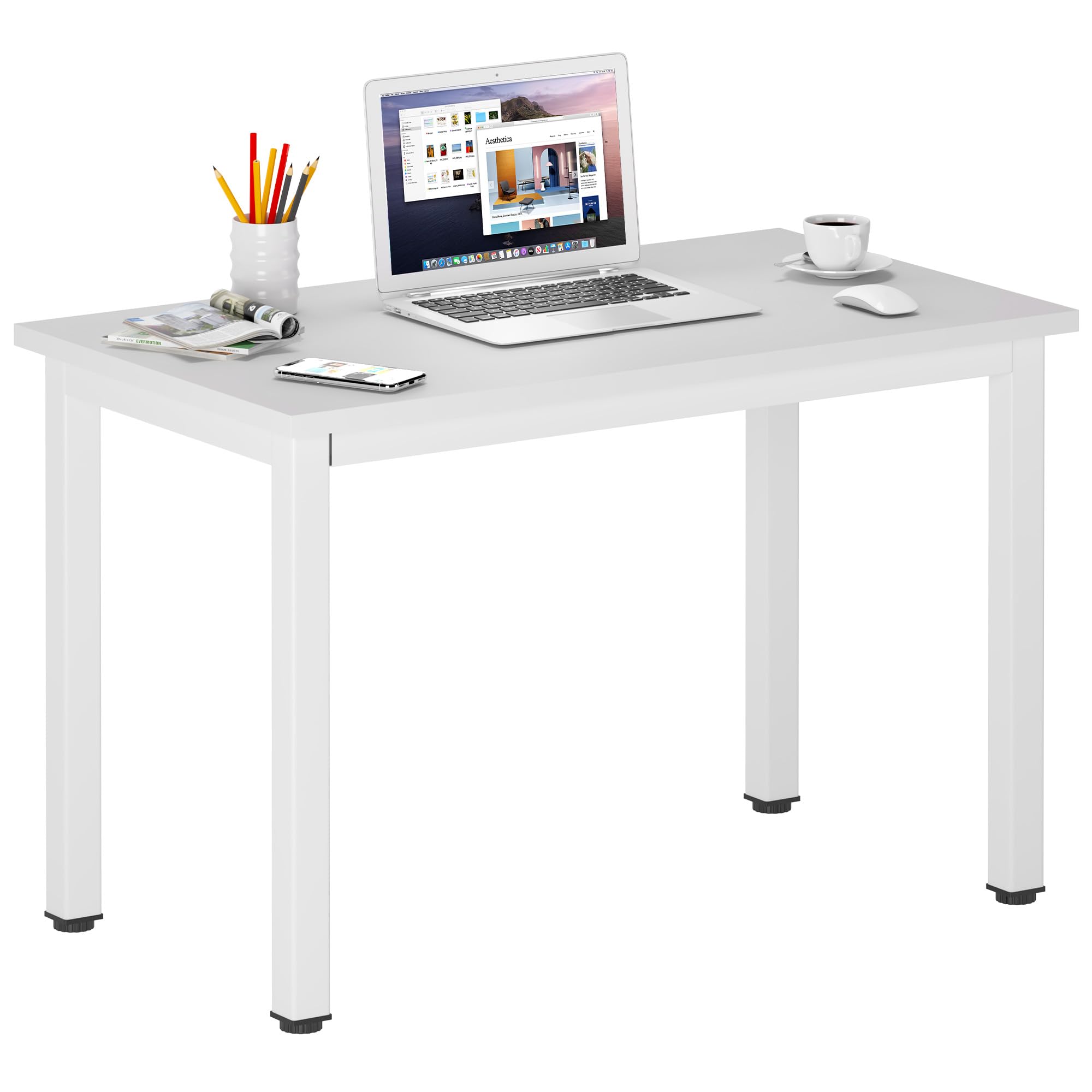 Modern Simple Computer Desk 31.5 Inch - Home Office Writing Study Desk with Sturdy Design, White | Perfect for Small Spaces, Remote Work & Online Learning