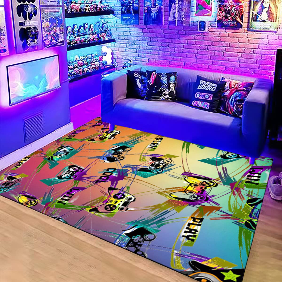 3D Printed Gamer Doormat - Non-Slip Controller Gamepad Area Rug for Boys Bedroom Decor (63x94 Inch) - Perfect for Gaming Rooms, Man Caves & Esports Themed Home Decor