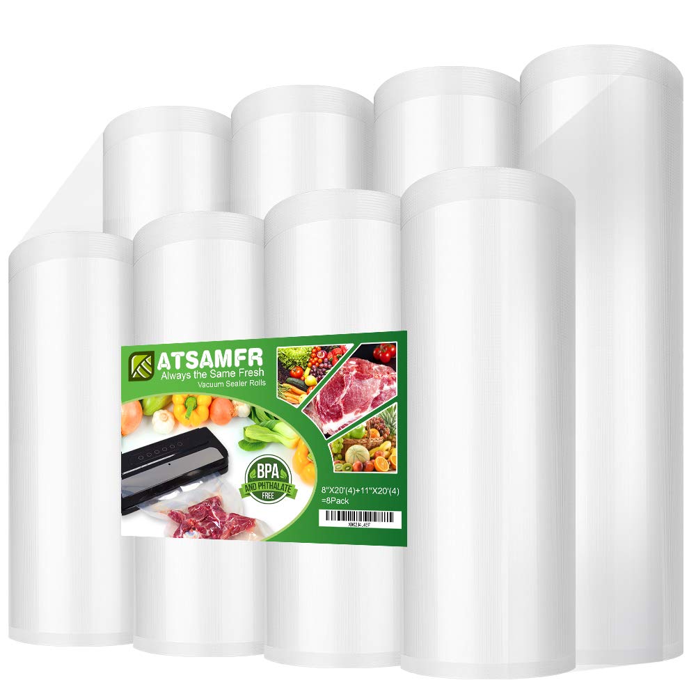 8 Pack BPA-Free Heavy Duty Vacuum Sealer Bags - 4 Rolls 8