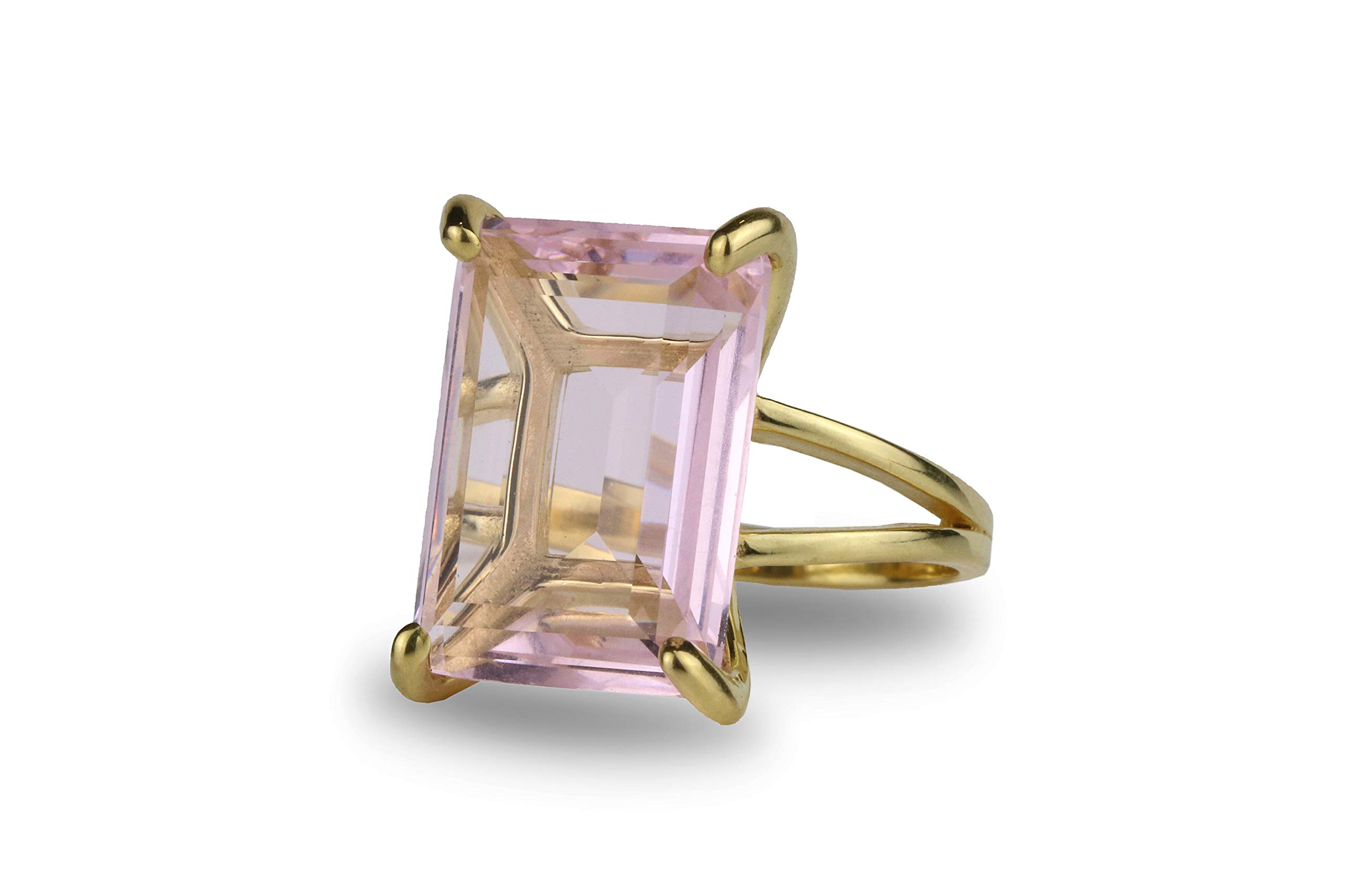14K Gold Rose Quartz Jewelry Ring - Custom Engraved Birthstone Statement Ring for Women | Elegant Crystal Ring for Valentine's Day, Anniversary Gift & Everyday Wear (All Sizes Available)