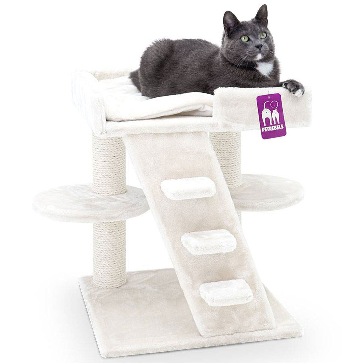 Little Rebels Tucson 61cm Cat Tree - Premium Scratching Post with Perch & Condo for Indoor Cats - Perfect for Play, Rest & Climbing in Small Spaces