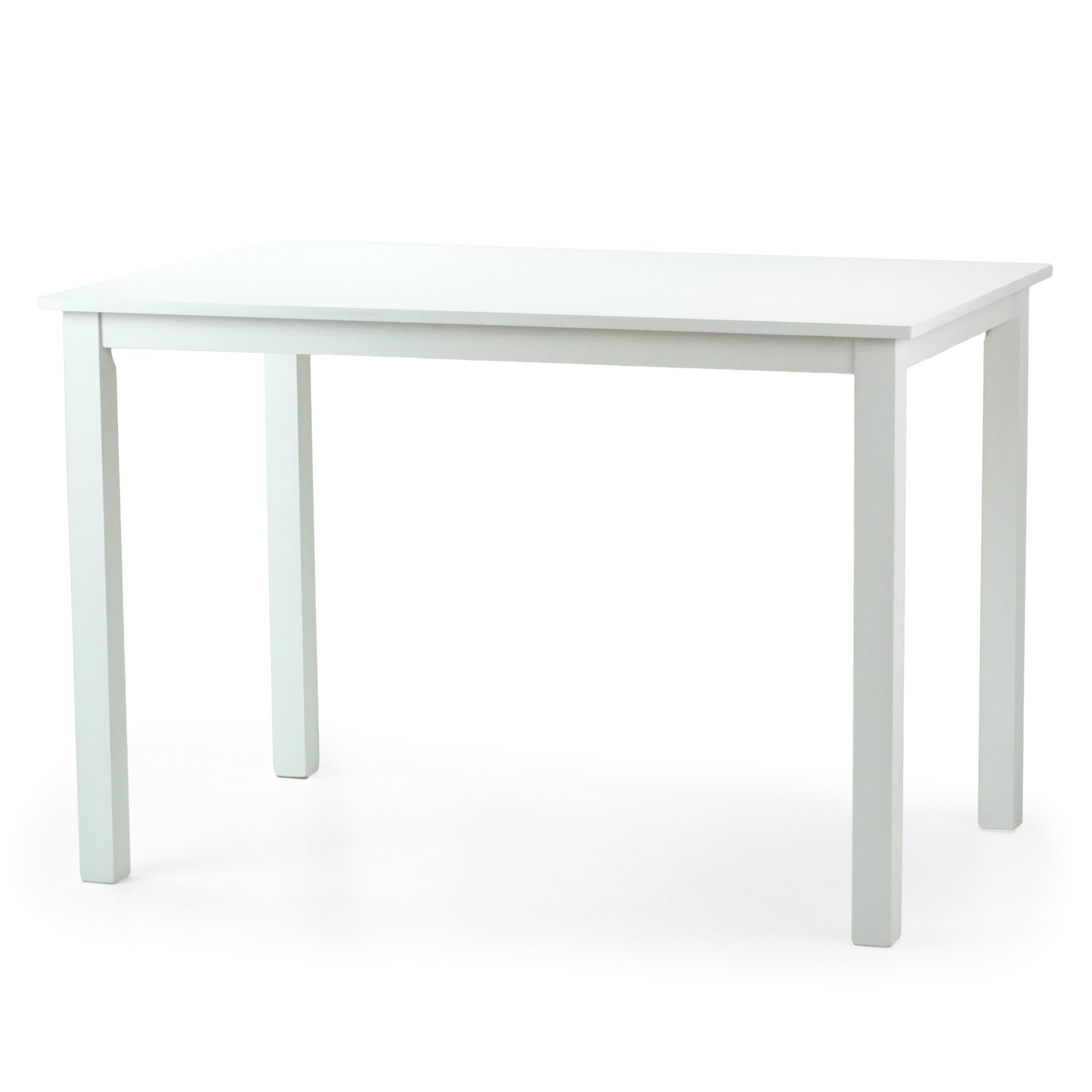 Modern White Wooden Rectangular Dining Table - Contemporary Wickerix Kitchen Table for Dining Room, Breakfast Nook & Small Space Decor