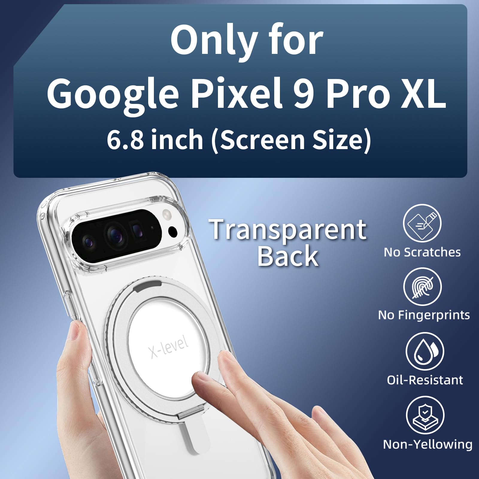 Magnetic Ring Case for Google Pixel 9 Pro XL - 360° Magsafe Compatible, Slim Shockproof Translucent Silicone Cover with Kickstand (Clear) - Perfect for Work, Travel & Everyday Protection