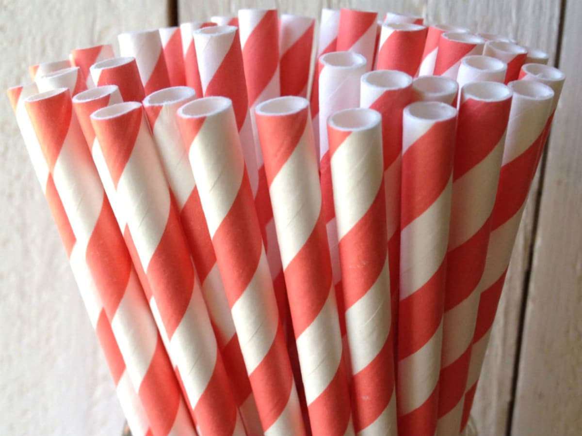 1000 Pack Biodegradable Paper Straws - Red & White Drinking Straws Bulk Wholesale for Birthday Parties, Events, Bistro, Bar, Cafe & Takeaway - Eco-Friendly Disposable Straws for Smoothies, Cocktails & Beverages