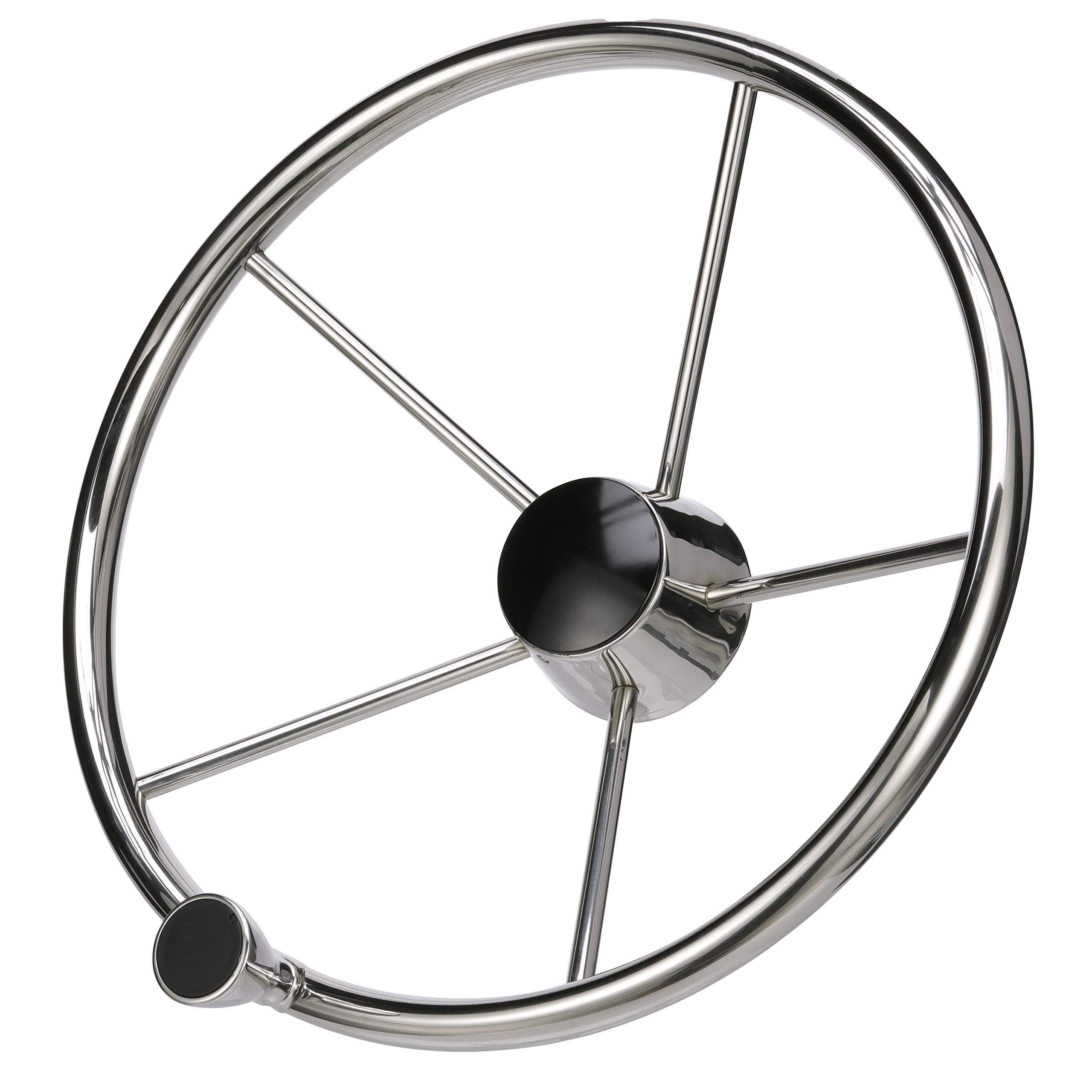 Seachoice 5-Spoke Destroyer Steering Wheel - Black Marine Boat Steering Wheel for Fishing & Cruising Boats - Perfect for Offshore & Inshore Watercraft