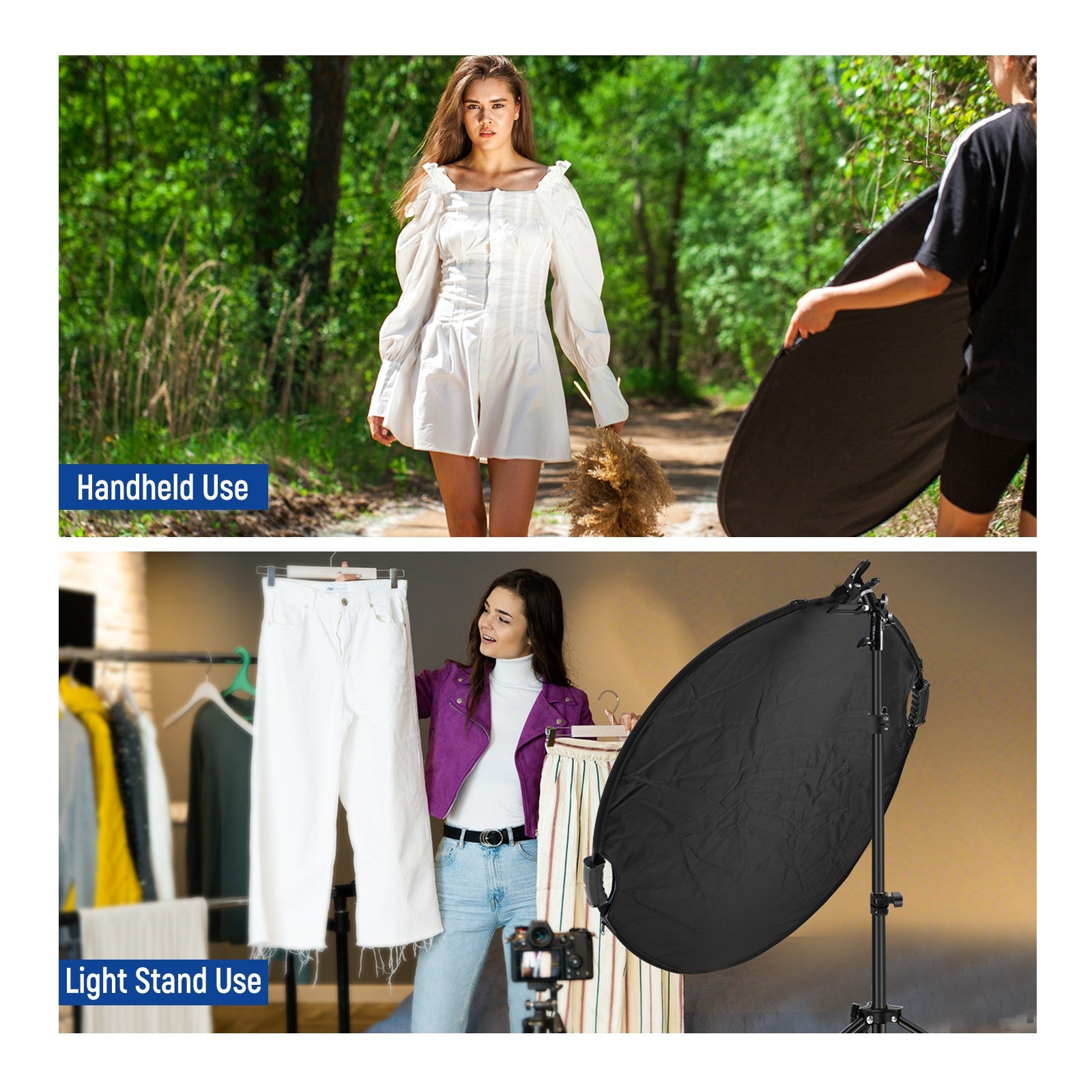 NEEWER RF 80II 5-in-1 Light Reflector Kit with Clamp & Hand Grips for Photography, Videography, and Studio Lighting - Perfect for Portraits, Product Shoots, and YouTube Videos