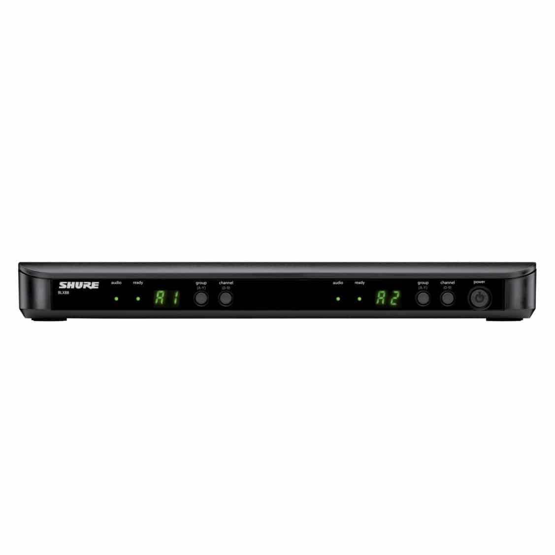 Shure BLX1288/PG85 Dual Channel Wireless Microphone System with Handheld & Lavalier Mic for Live Performances, Public Speaking & Events