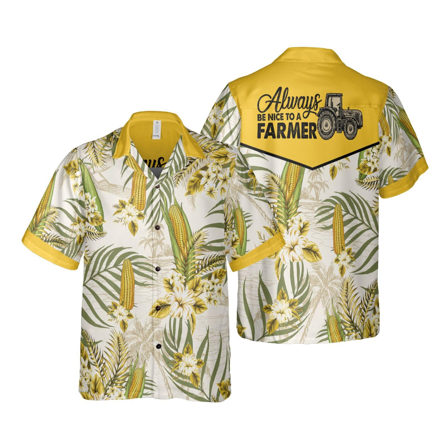 HYPERFAVOR Men's & Women's Corn Hawaiian Shirts - Short Sleeve Corn on Cob Print T-Shirts - Fun Corn Lover Gifts for Summer Parties & BBQ Events