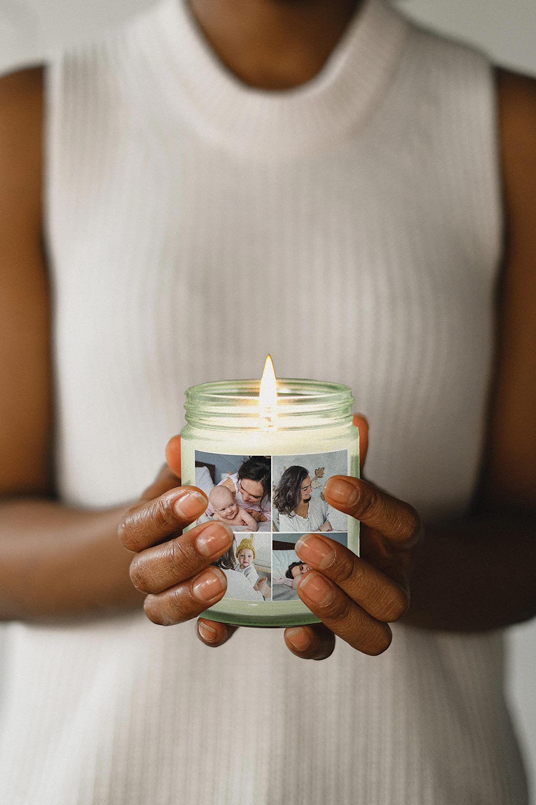 Personalized Scented Candle Jar with Photo Collage - Custom Cinnamon Stick Aromatherapy Candle for Moms, Birthday Gifts, Home Decor & Wedding Favors - Perfect for Relaxation, Romantic Ambiance & Thoughtful Gifting