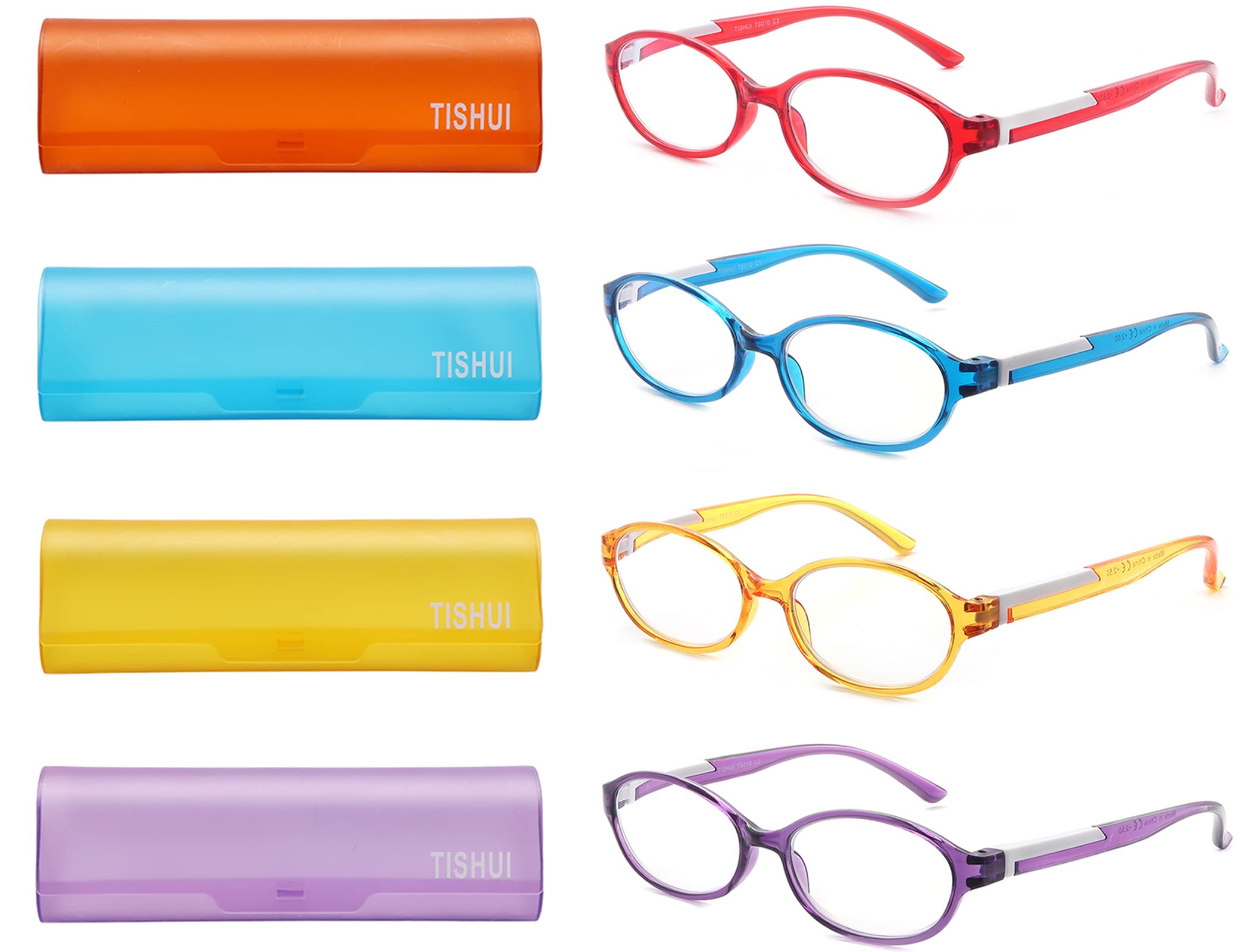 Blue Light Blocking Reading Glasses for Women - Stylish Oval & Round Computer Readers with Colorful Protective Cases - Perfect for Office Work, Screen Time & Reading Books