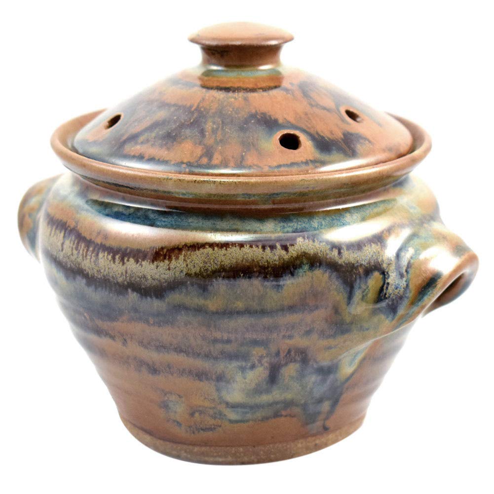 Tuscan Farmhouse Stoneware Microwave Vegetable Steamer – American Made Pottery for Healthy Cooking & Meal Prep