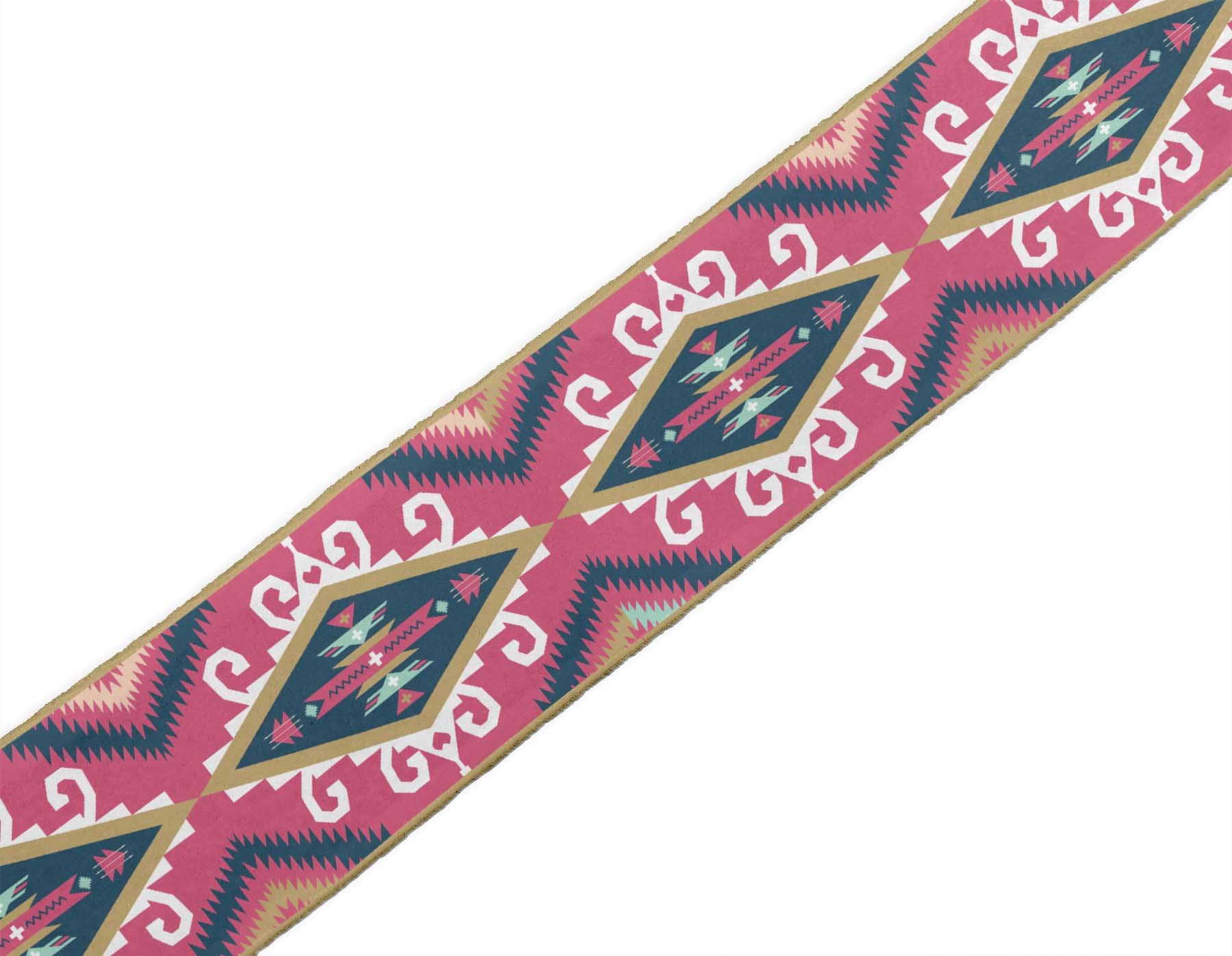 9-Yard Dupion Fabric Laces with Pink Aztec & Ikat Kilim Print - 2-Inch Ribbon Trim for Sewing, Crafts, and DIY Accessories | Perfect for Home Decor, Fashion Projects, and Gift Wrapping