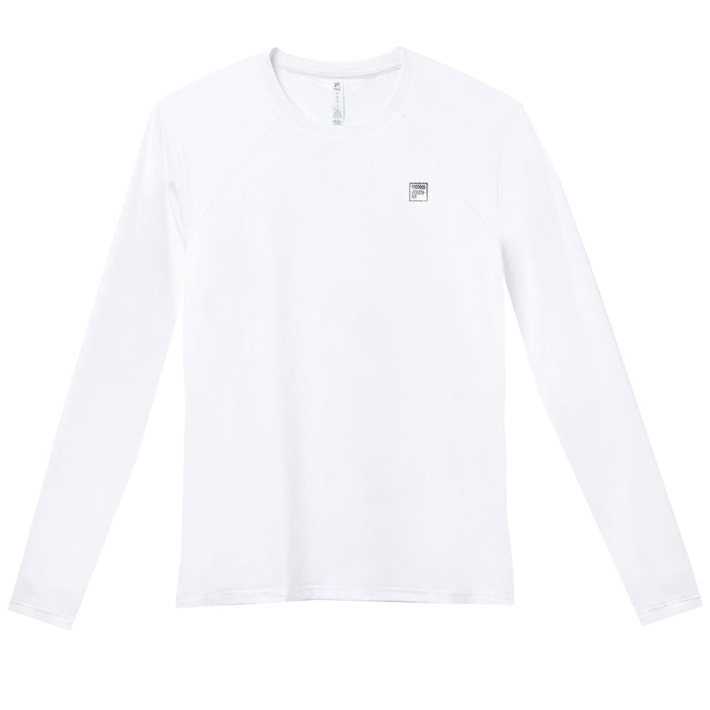 Fila Girls Core Long Sleeve T-Shirt - White Cotton Crewneck Top for School, Sports & Casual Wear