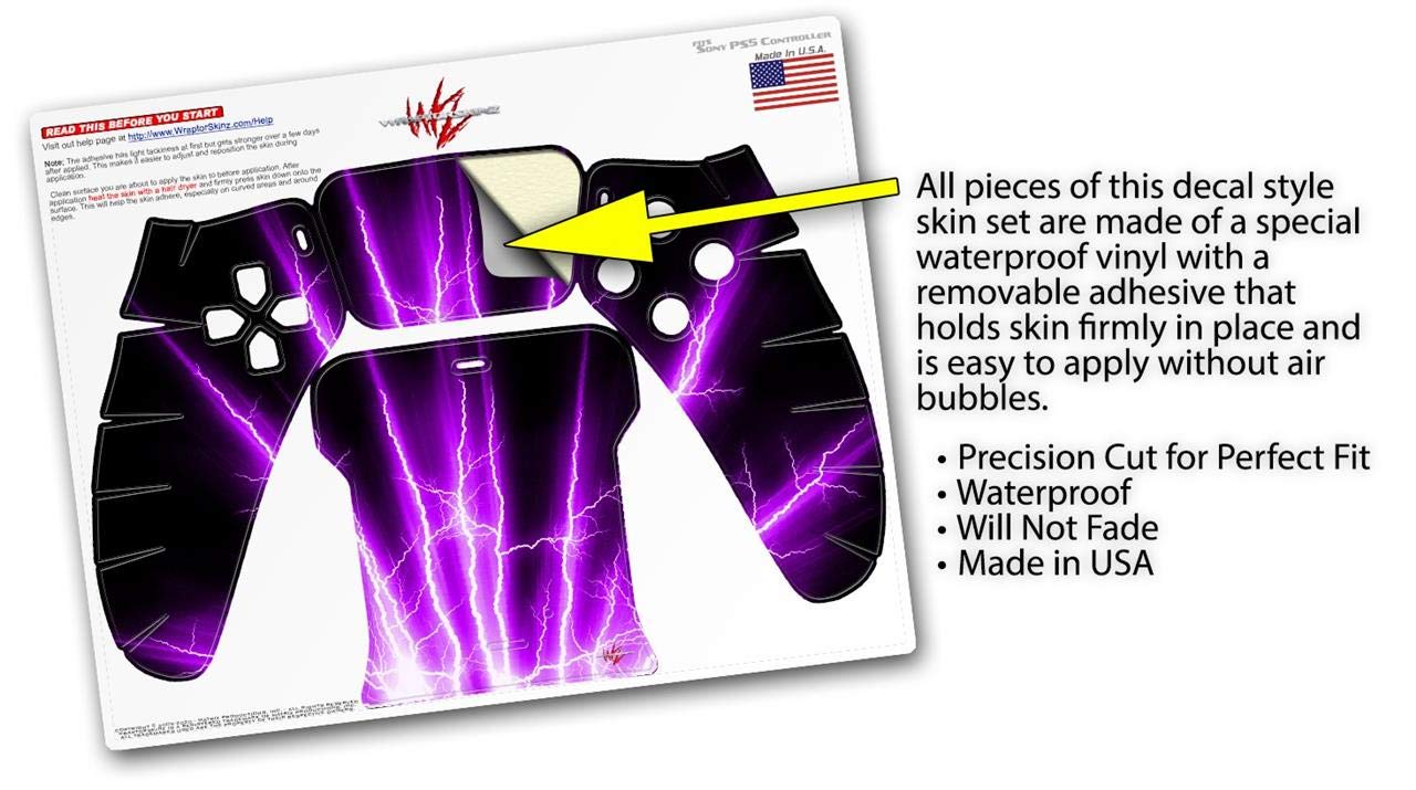 PS5 DualSense Skin Wrap - Lightning Purple for Gaming Protection