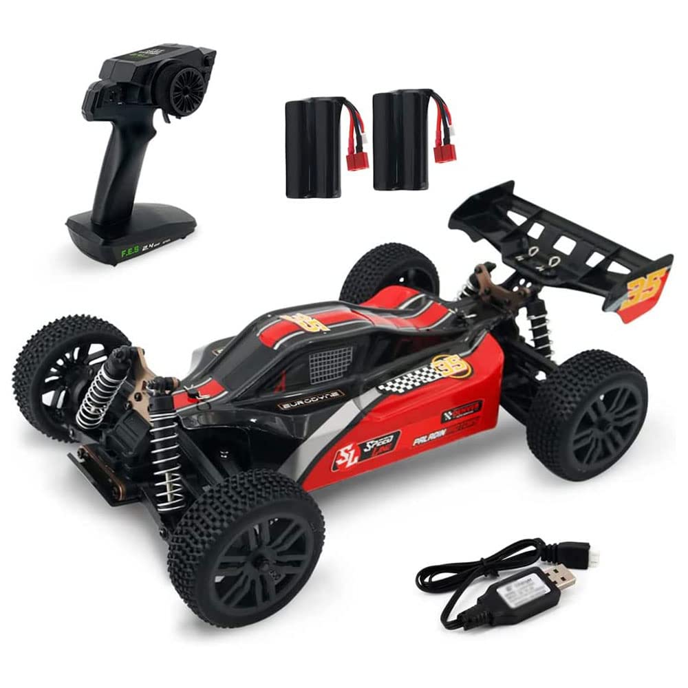 UJIKHSD 1:10 Scale 48km/h High-Speed RC Racing Car - 2.4Ghz Remote Control Buggy Toy for Boys & Girls with 2 Rechargeable Batteries - Perfect Gift for Kids - Ideal for Outdoor Racing, Backyard Play & Birthday Presents