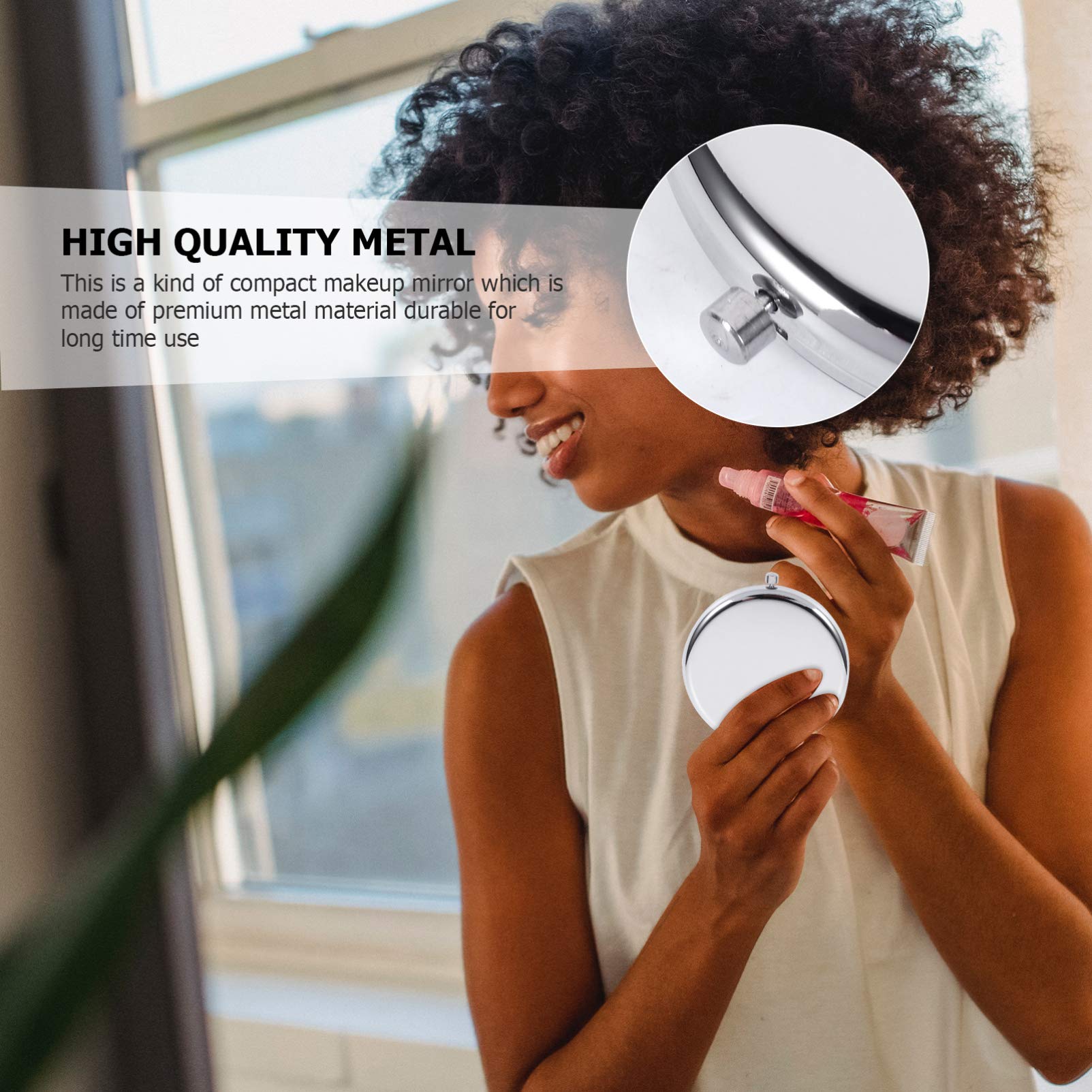 Double Sided Folding Mirror - Compact Travel Makeup Mirror for Purse, Handbag & Cosmetic Touch Ups | Portable 2-Sided Metal Mirror for Women's Beauty Essentials | Perfect for Home, Office & Travel Use