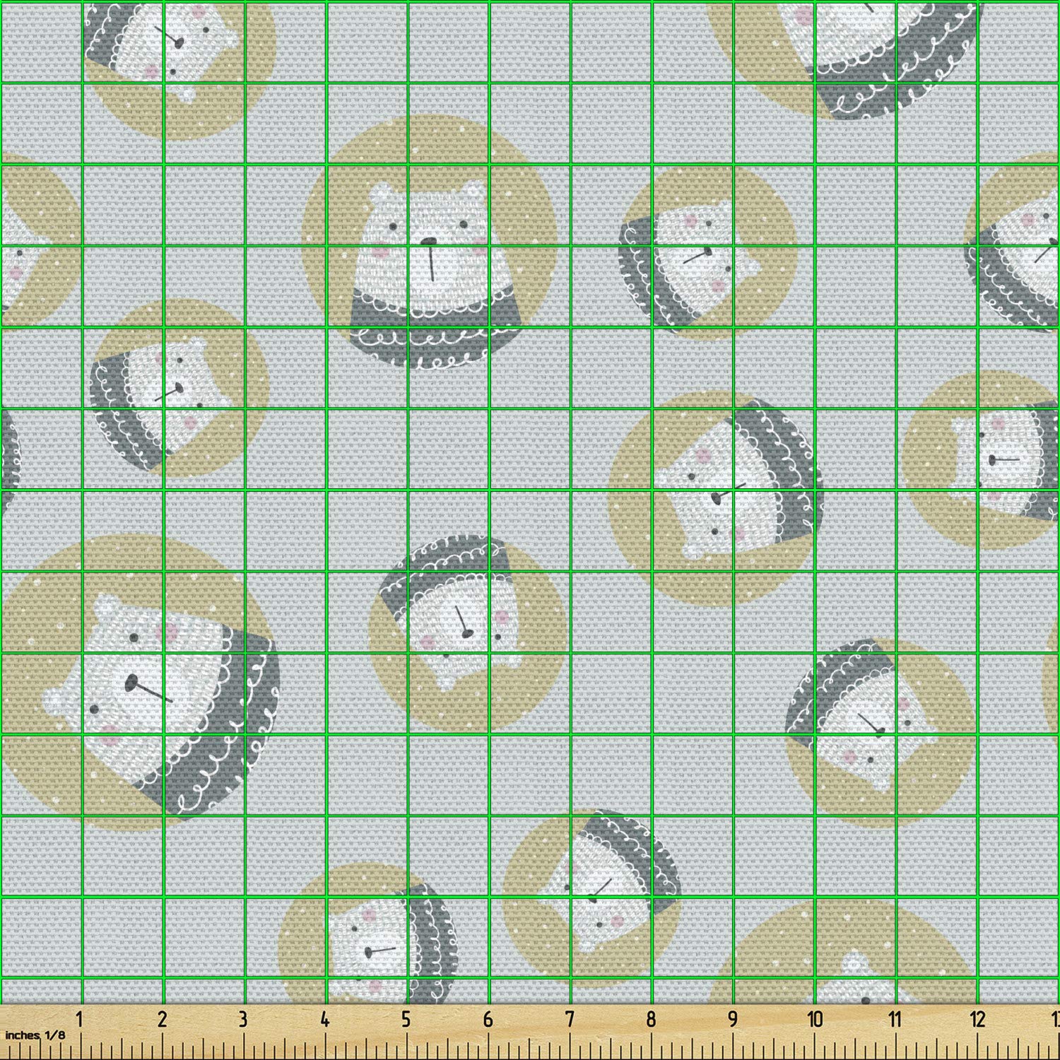 Ambesonne Scandinavian Fabric by The Yard - Polar Bear in Winter Sweater Finnish Animal Design on Pale Backdrop | 5 Yards Pale Blue-Grey Khaki | Upholstery Fabric for Sofa, Curtains & Home Decor | Winter-Themed Living Room & Nursery Accent Fabric