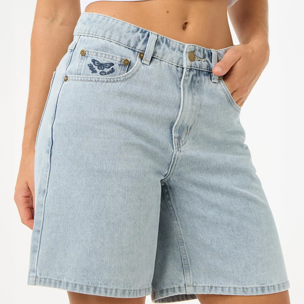Rip Curl Women's Aggie Relaxed Denim Shorts - Comfortable Stretch Denim for Casual Wear, Beach Outings & Summer Fashion