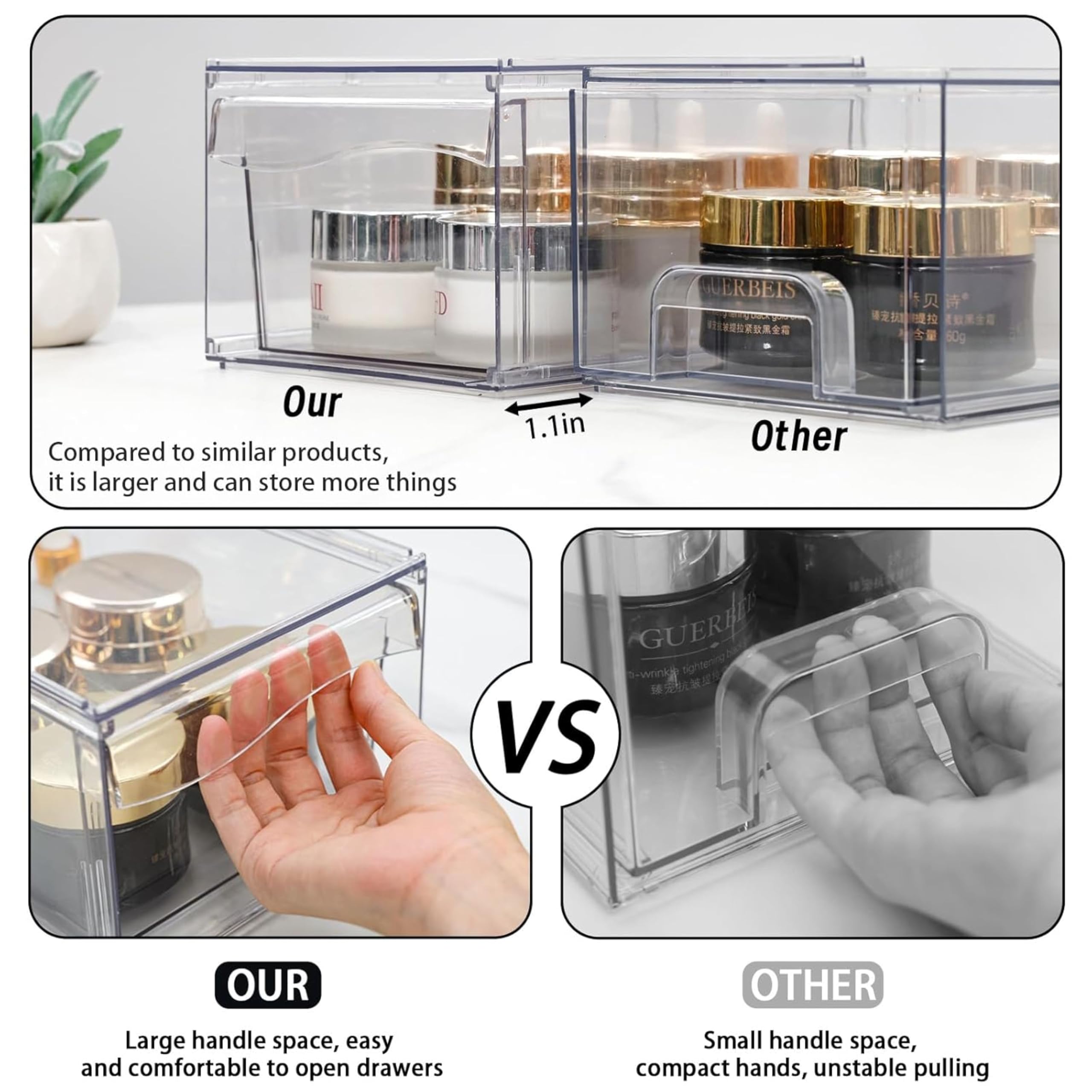6 Pack Clear Stackable Storage Drawers - 4.4