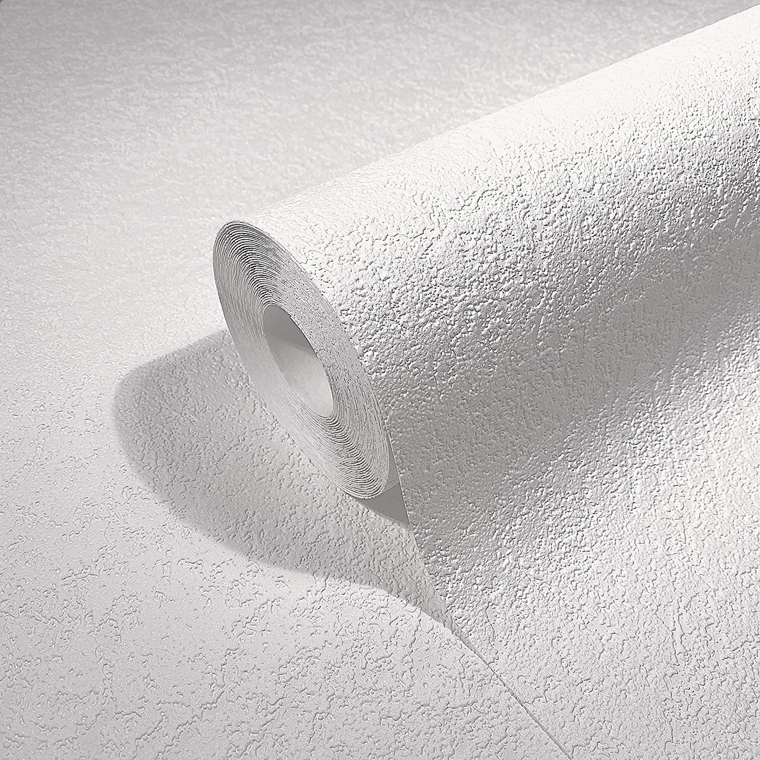 Premium White Textured Plaster Look Wallpaper - Made in Germany - 10.05 x 0.53m - Elegant Peel & Stick Wall Covering for Living Room, Bedroom, Office & Home Decor