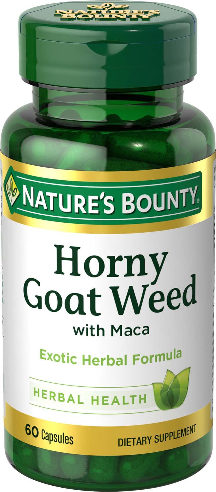 Nature's Bounty Horny Goat Weed with Maca - 60 Capsules | Herbal Supplement for Energy, Stamina & Vitality | Supports Men's Health & Performance | Perfect for Workouts & Active Lifestyles