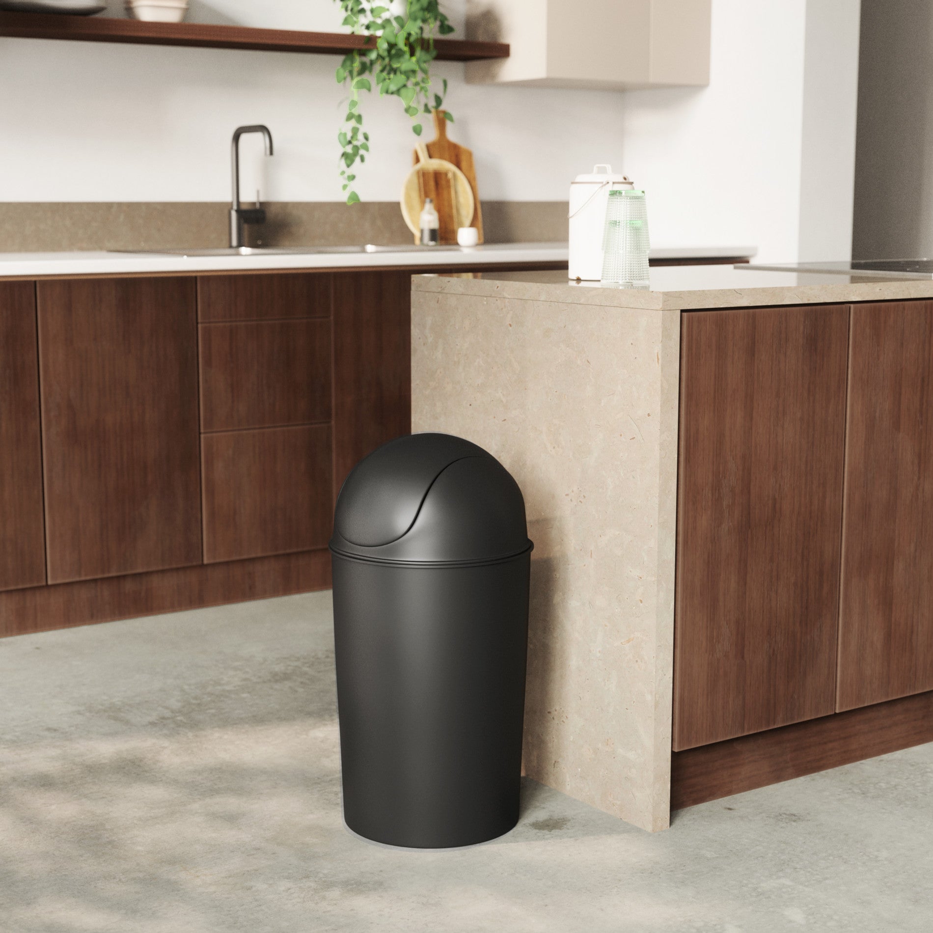 Large Stainless Steel Trash Can with Lid - 13 Gallon Kitchen Garbage Bin for Home, Office & Outdoor Use