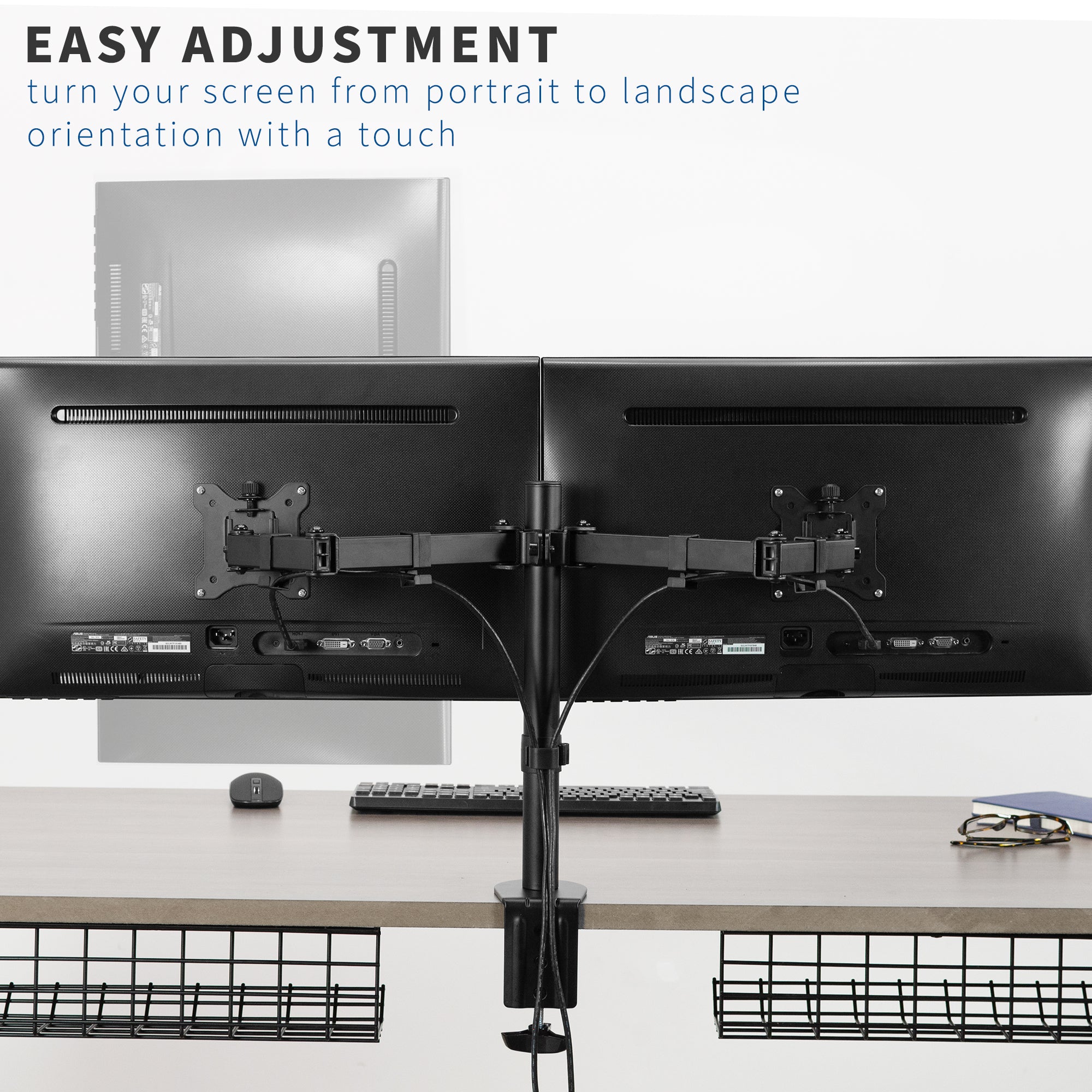 Dual Monitor Desk Mount for 13” to 30” Screens - Adjustable VESA Stand for Home Office & Gaming Setup