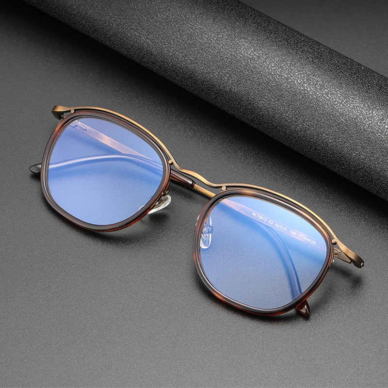 Stylish Unisex Black Titanium Acetate Eyeglasses - Oval Square Full Rim Frame 95912 | Perfect for Work, Reading & Fashion Accessories