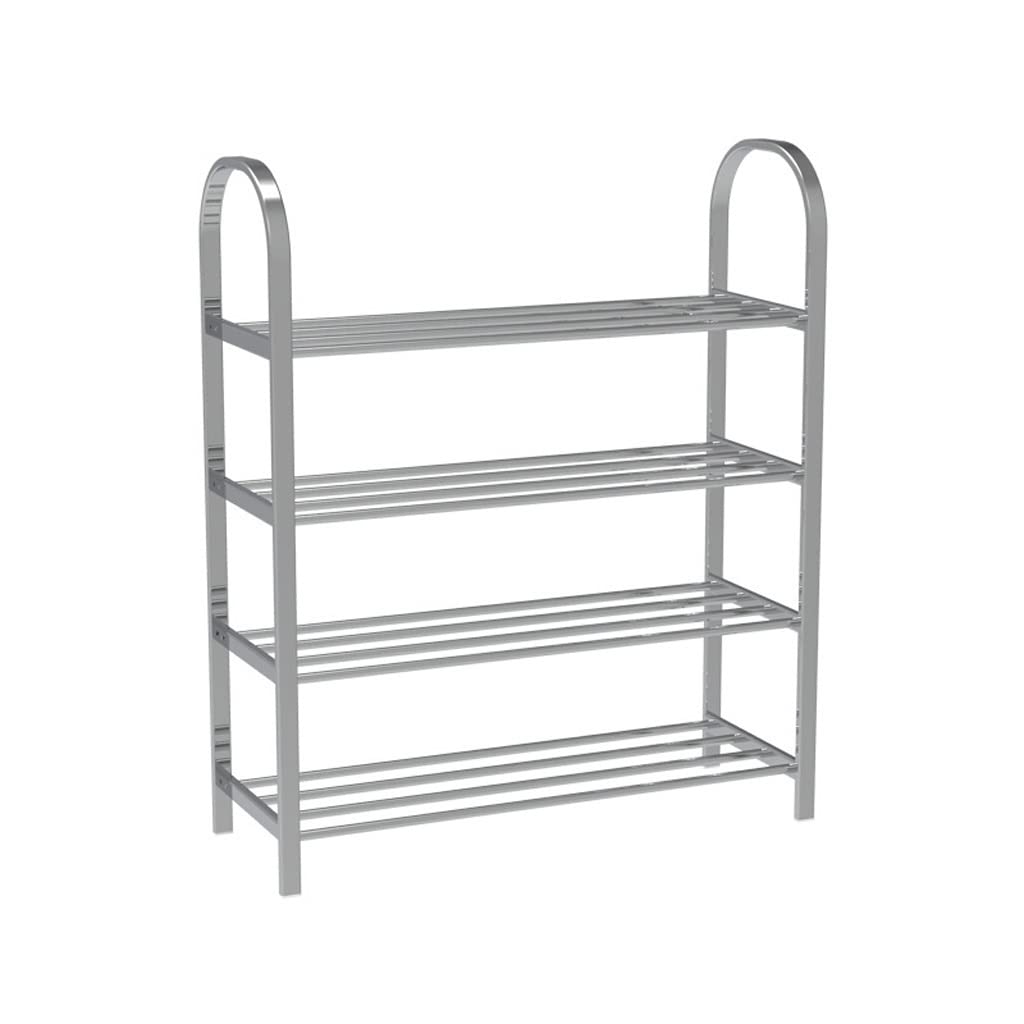 3-Tier Stainless Steel Shoe Rack - Heavy Duty Metal Shoe Storage Organizer for Entryway, Hallway, Bedroom & Living Room - Space Saving Shoe Shelf for Home Organization (Black) - Perfect for Small Spaces & Closet Organization