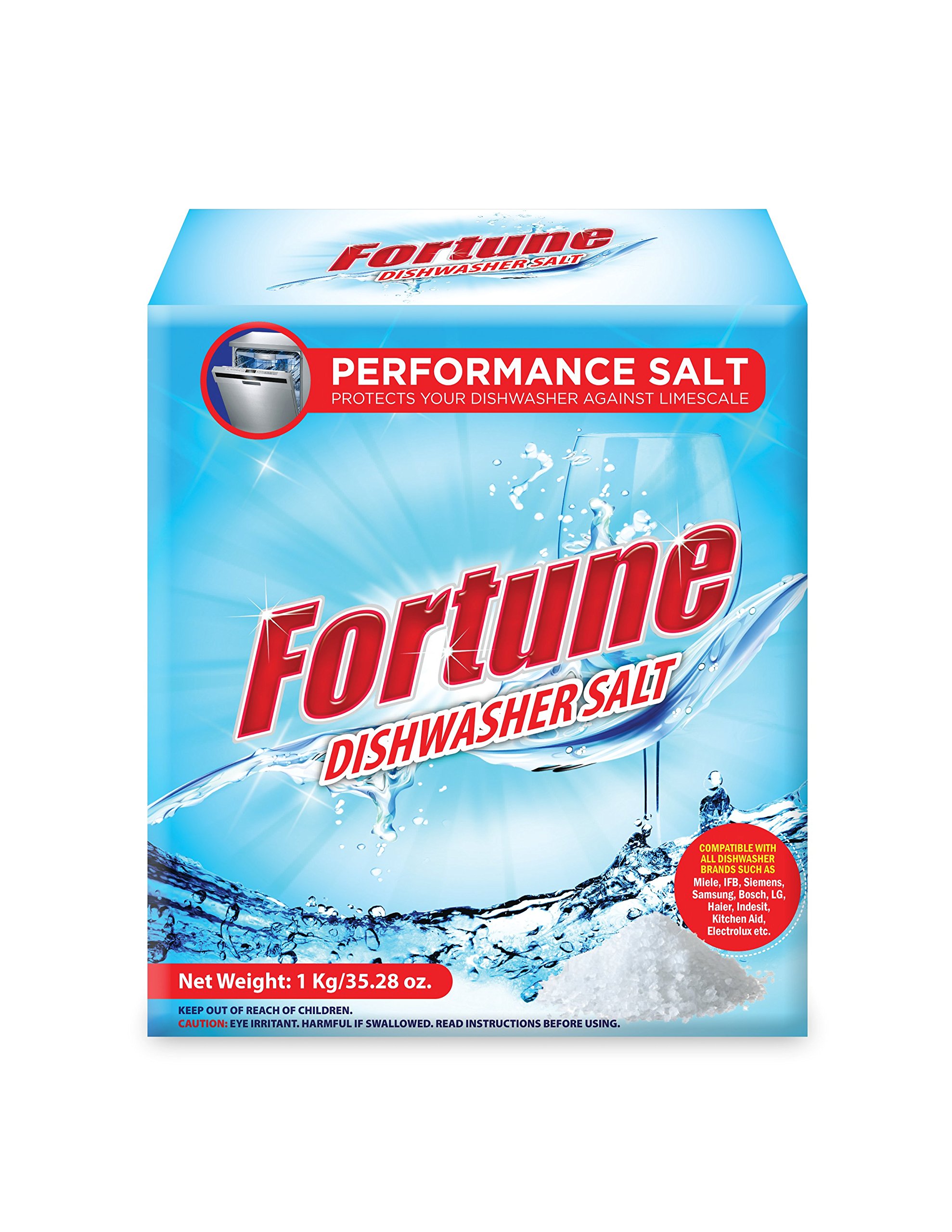 Fortune Dishwasher Detergent Bar 1kg - All Brand Compatible & Includes Dishwasher Salt - Powerful Cleaning for Dishes, Glassware & Utensils - Ideal for Home, Restaurant & Commercial Use