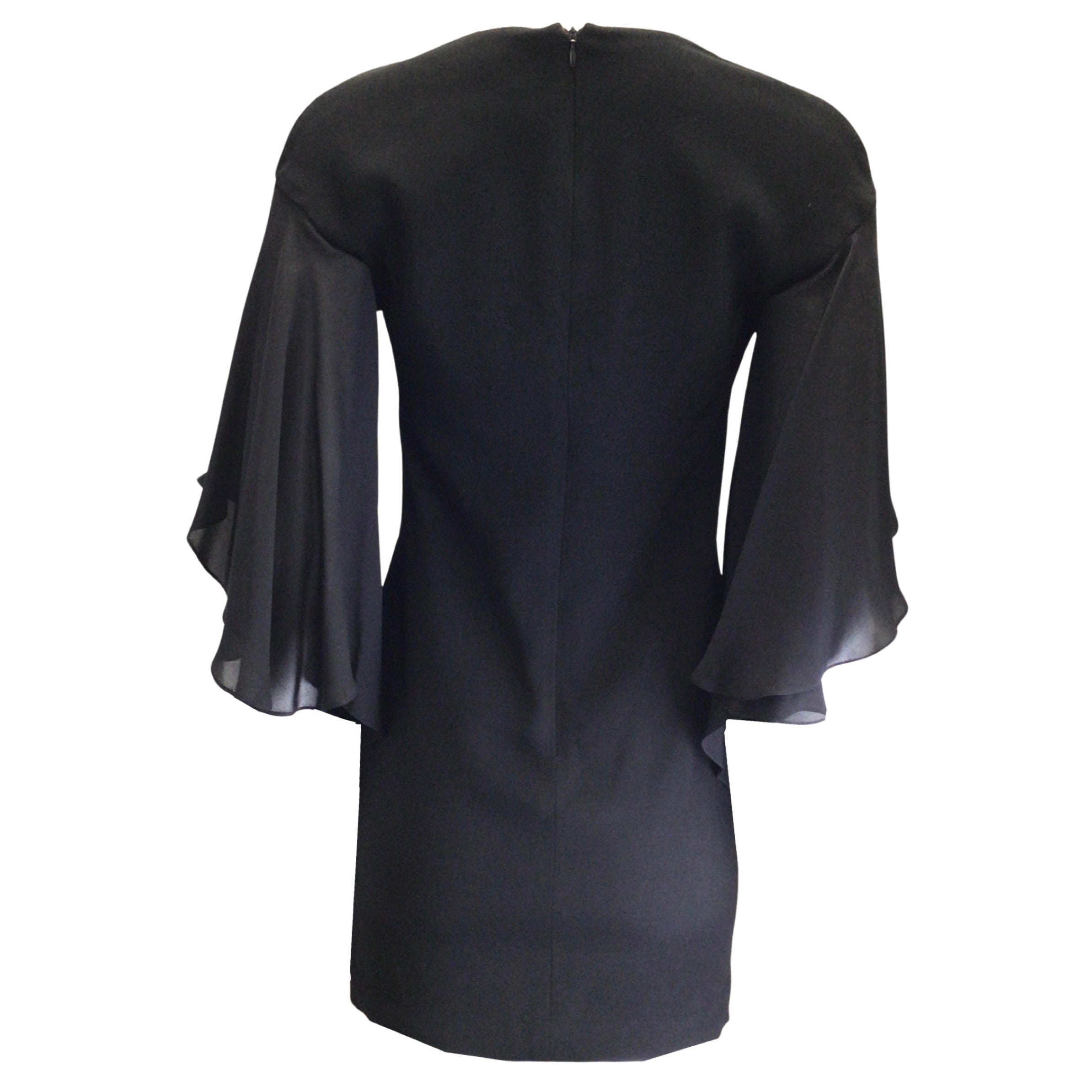 Ralph Lauren Black Label Black Flutter Sleeve Crepe Mini Dress - Elegant Party & Cocktail Attire for Women