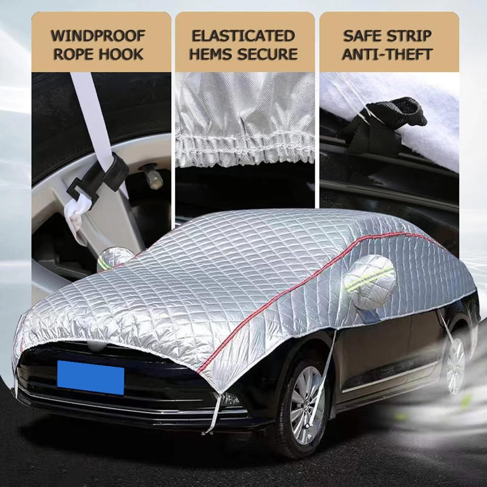 Waterproof Anti-Hail Car Cover for Cupra Formentor SUV - All Weather Windproof Half Top Cover for Outdoor Protection Against Ice, Snow & Hail - Perfect for Winter Storage & Extreme Weather Parking