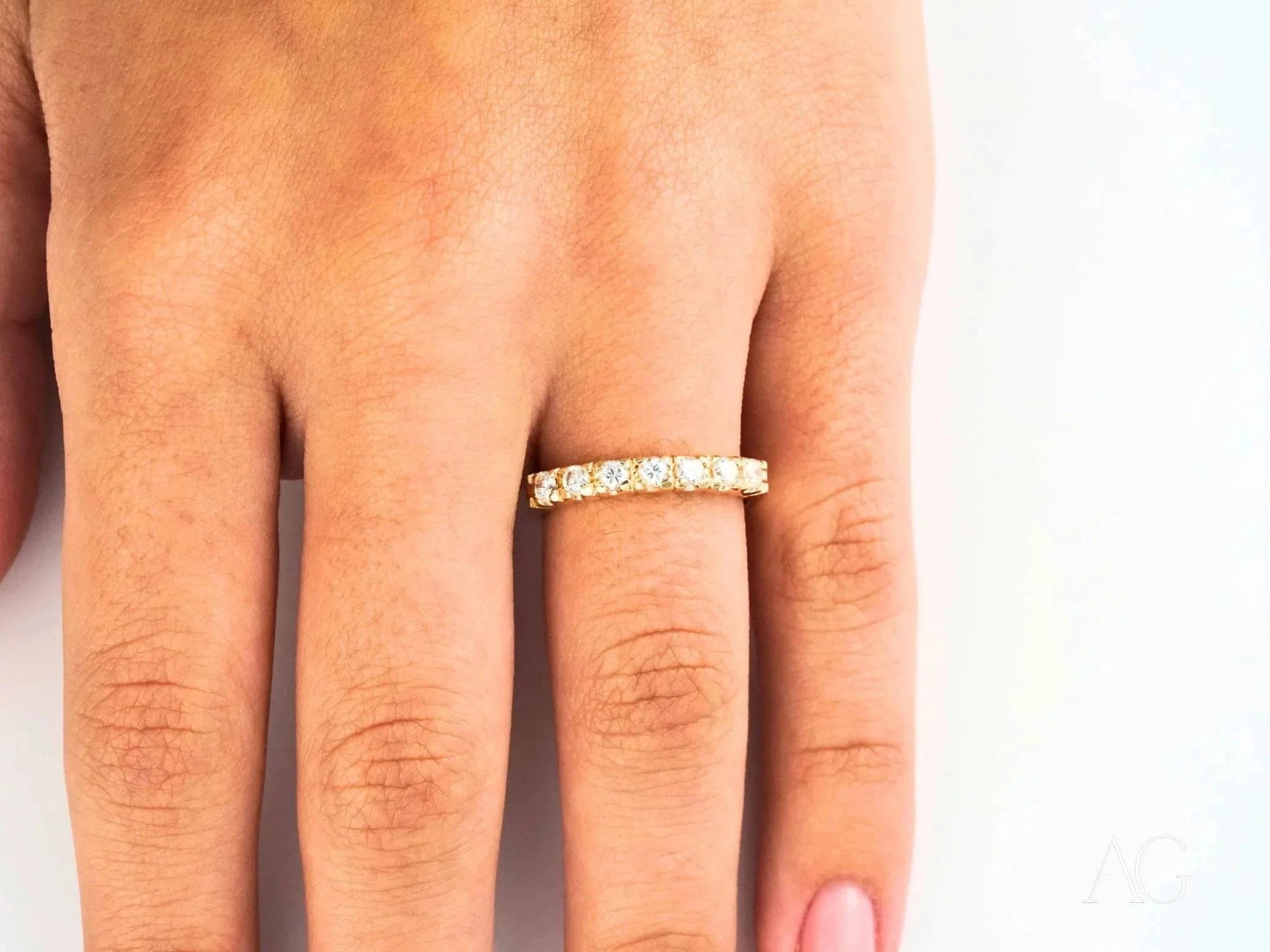 18K Yellow Gold CZ Ring for Women – Elegant Cubic Zirconia Engagement & Wedding Band – Perfect for Anniversaries, Proposals & Special Occasions