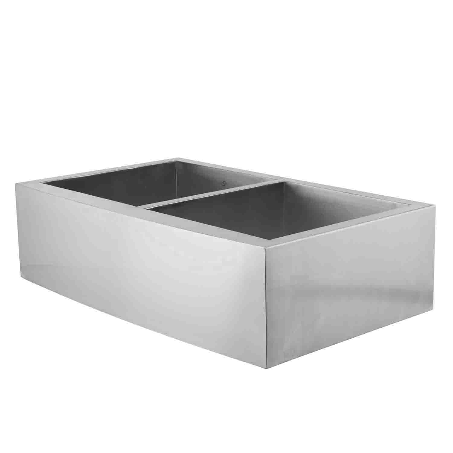DAX Farmhouse 50/50 Double Bowl Kitchen Sink - 16 Gauge Stainless Steel with Brushed Finish - 33 x 20 x 10 Inches (DAX SQ 3320F) - Perfect for Modern Farmhouse, Rustic & Contemporary Kitchens