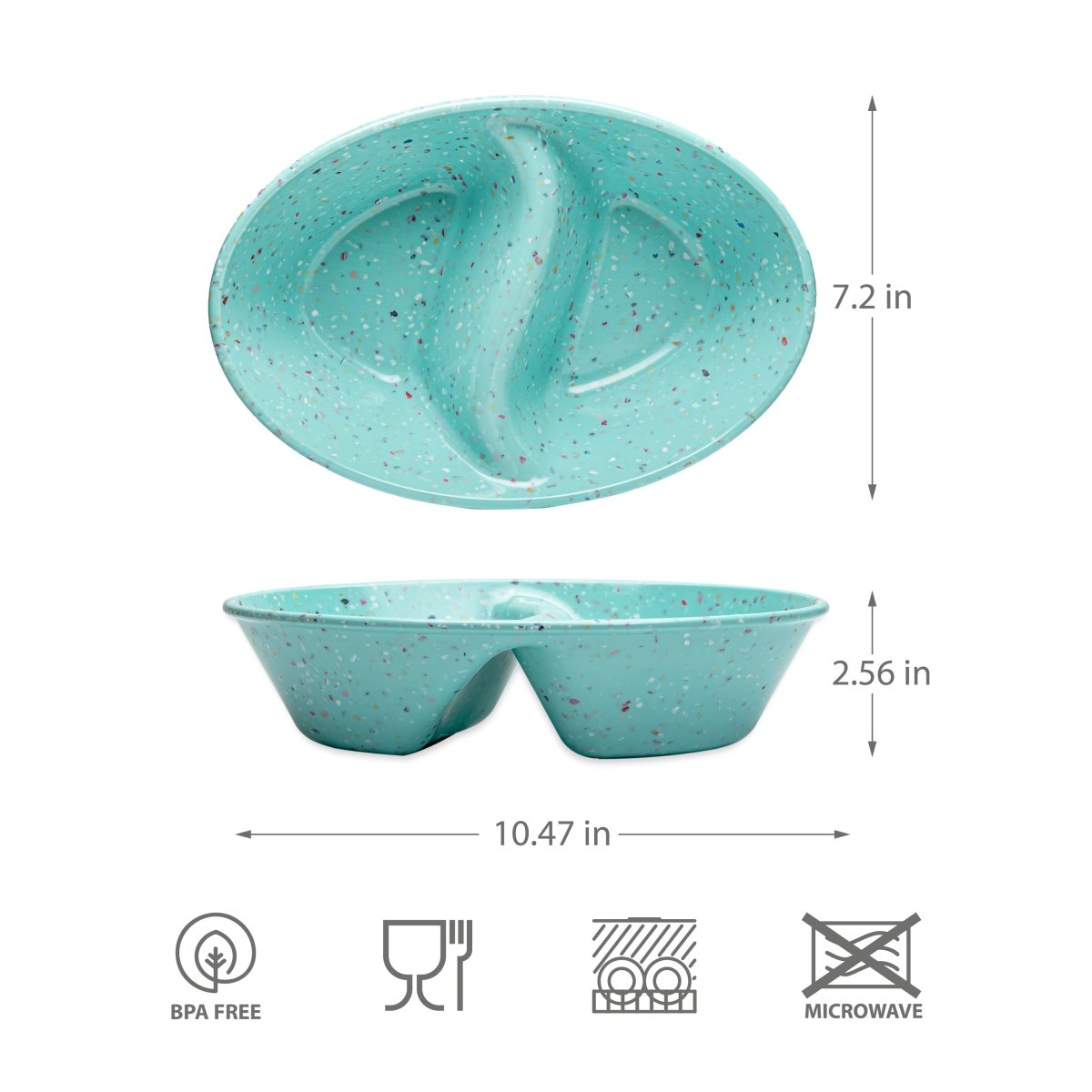 2-Piece Confetti Divided Serving Dish Set - Green - Perfect for Party Snacks, Appetizers & Desserts