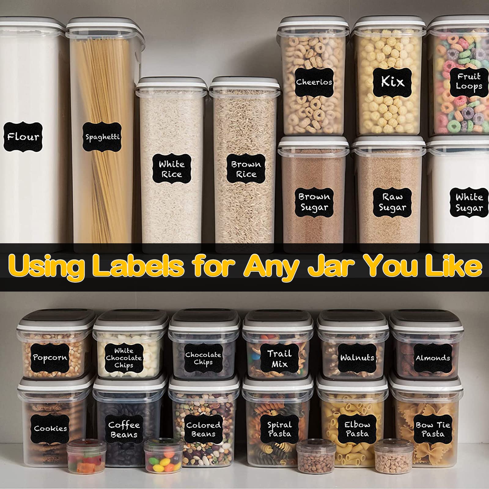 120pcs Reusable Black Chalkboard Stickers for Containers & Jars - Waterproof Chalkboard Labels with White Chalk Marker - Perfect for Organizing Storage Bins, Glass Jars, Kitchen Containers & Office Supplies