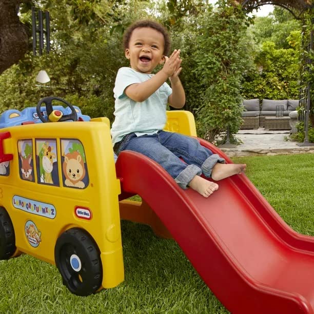 Little Tikes School Bus Climber - Outdoor Playhouse for Kids Ages 2-5 Years | Durable Plastic Slide & Climbing Toy for Backyard, Park, or Daycare Playtime